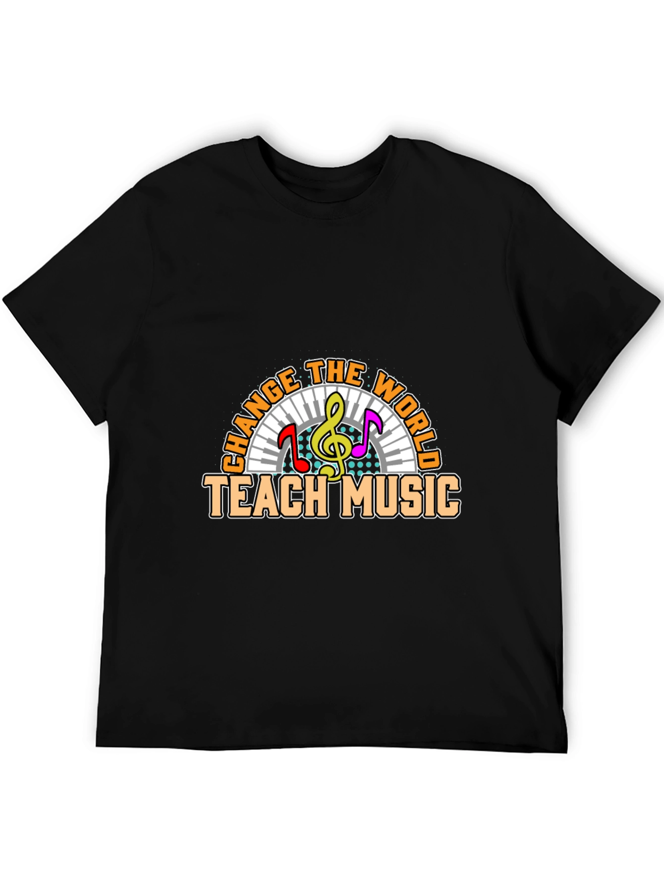 Black Change The World Teach Music T-Shirt view 5