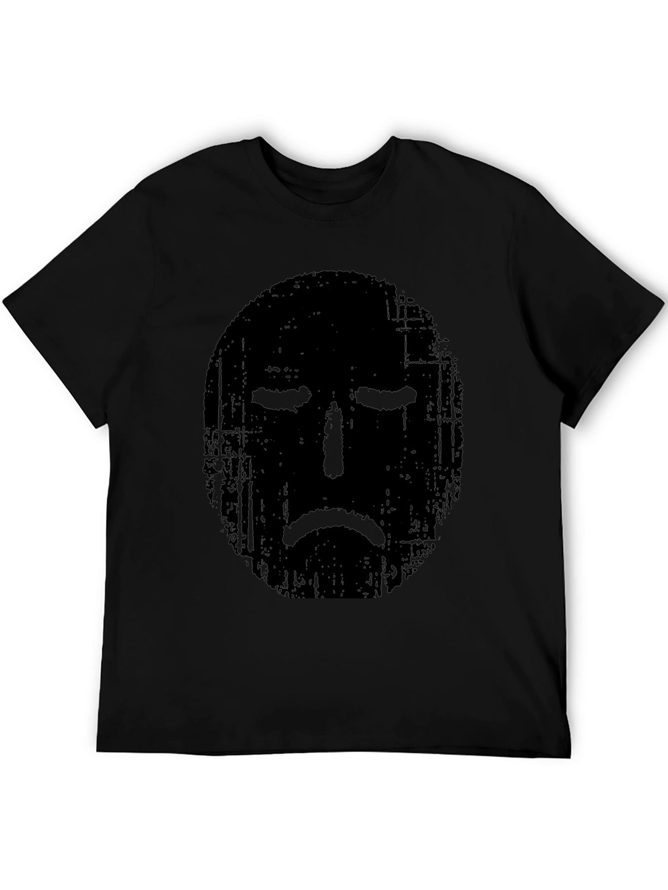 Black Distressed Sad Face Graphic Black T-Shirt view 5
