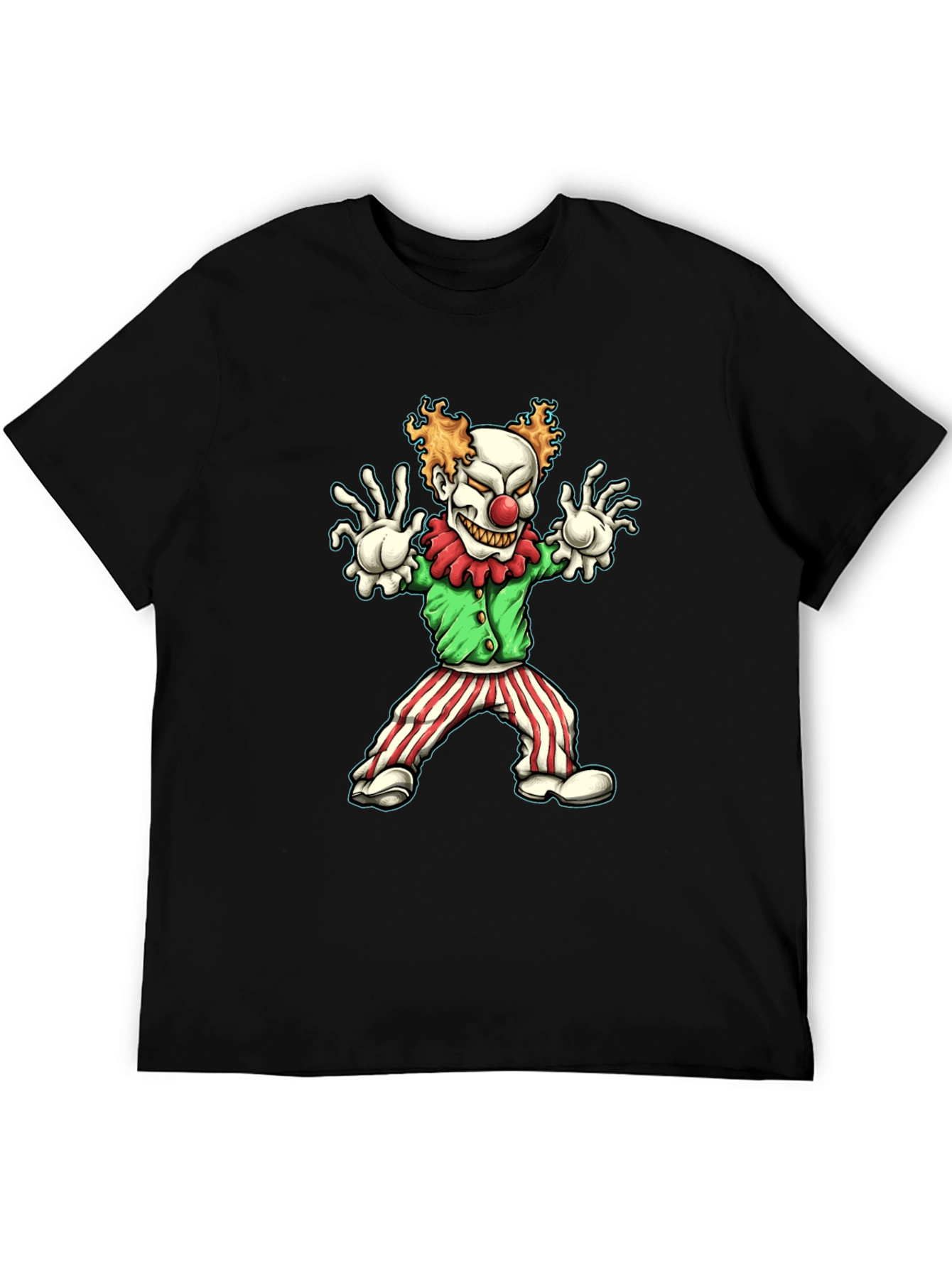 Black Creepy Clown Graphic Tee - Halloween Costume Shirt view 5