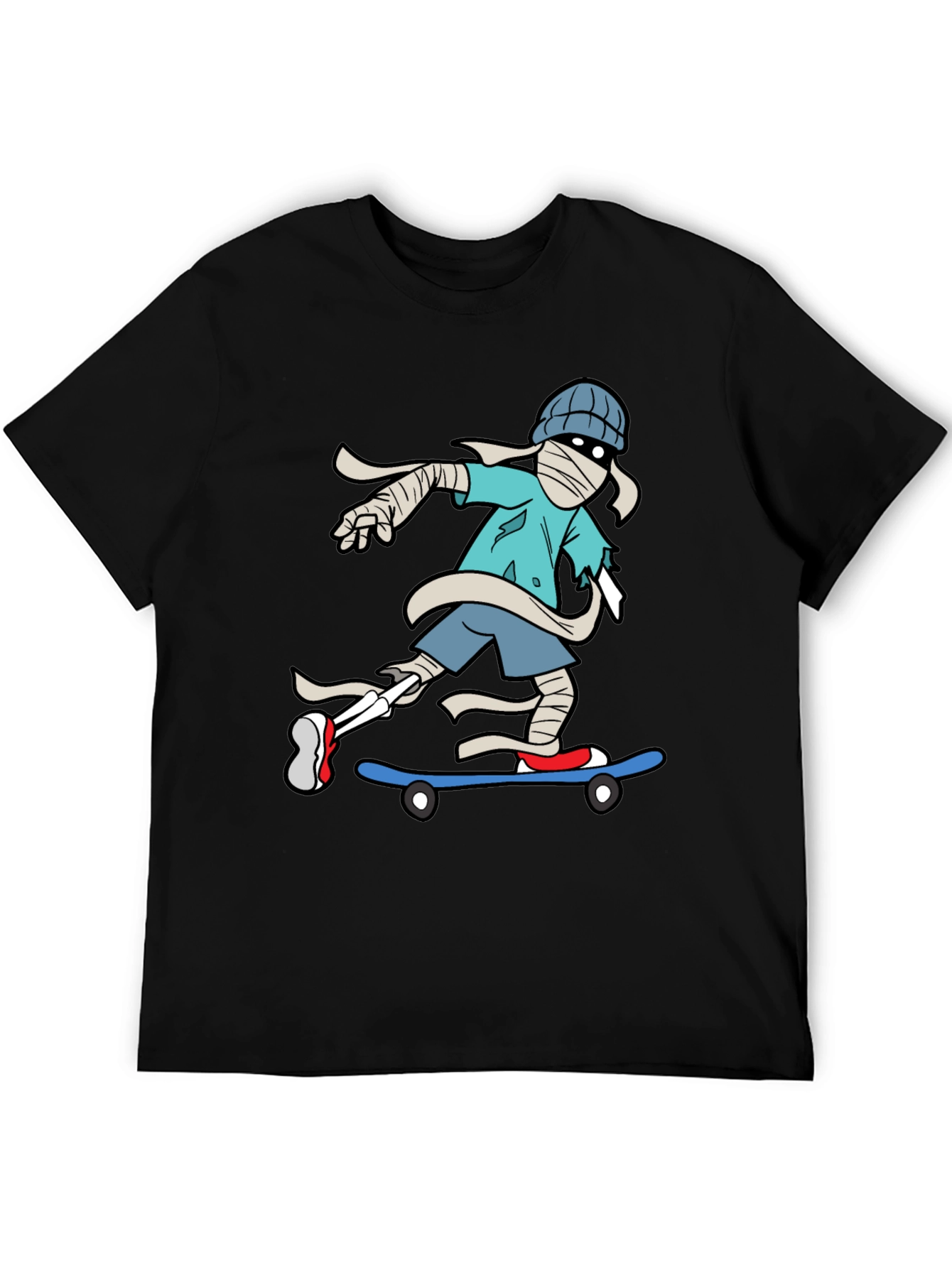 Black Skateboarding Mummy Graphic Tee - Cool & Unique Design view 5