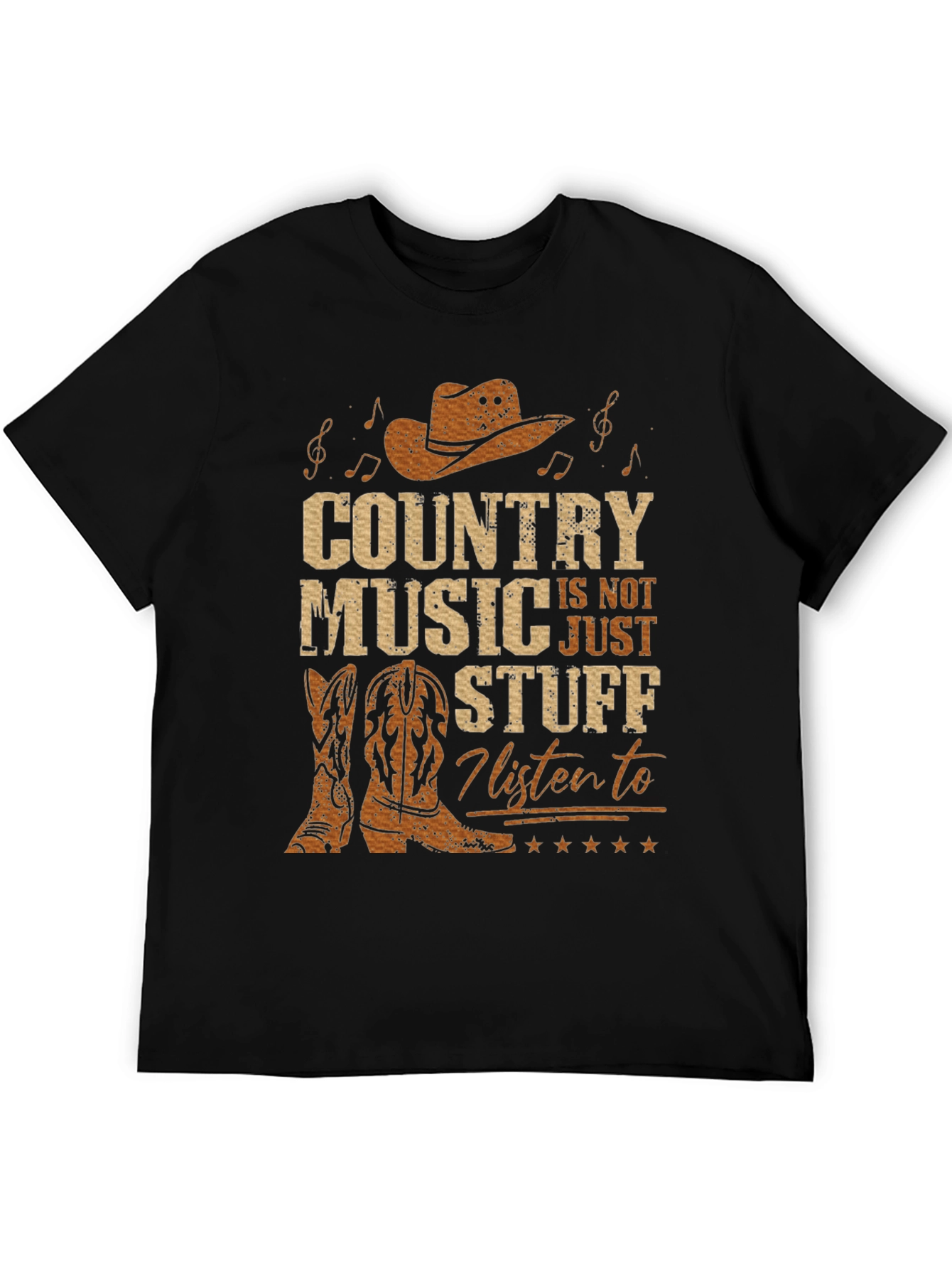Black Country Music T-Shirt - Cowboy Hat Boots Graphic Tee view 5