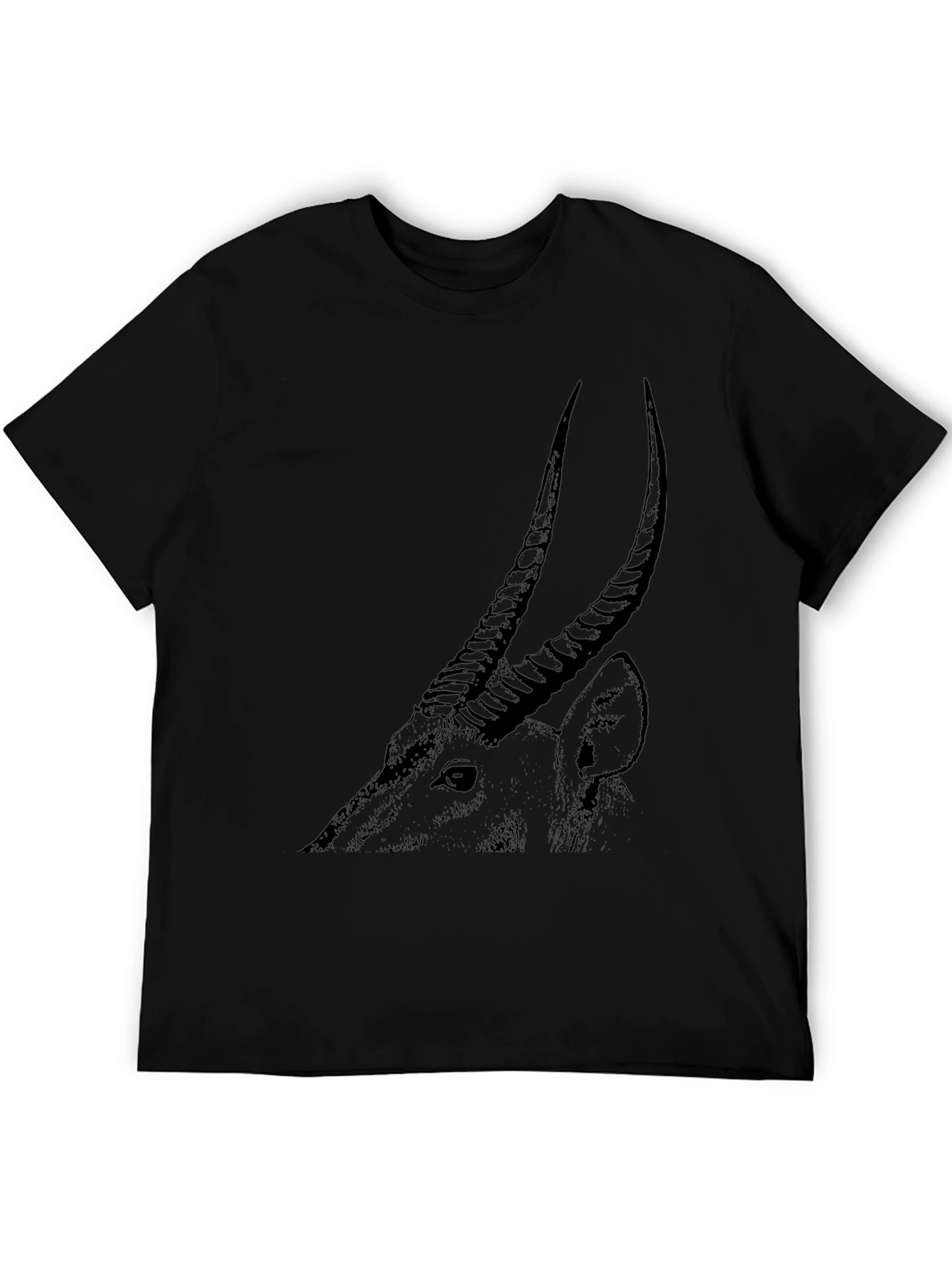 Black Antelope Graphic Tee - Sleek Black Cotton T-Shirt view 5