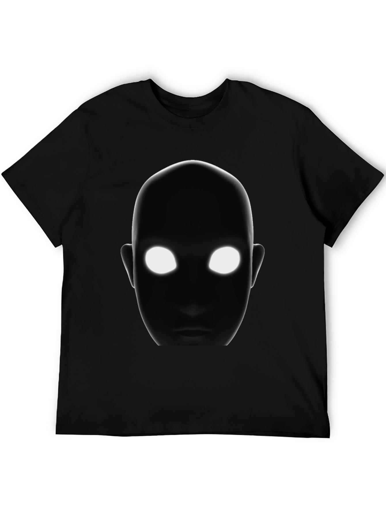Black Men's Black T-Shirt with Glowing Eyes Graphic view 5