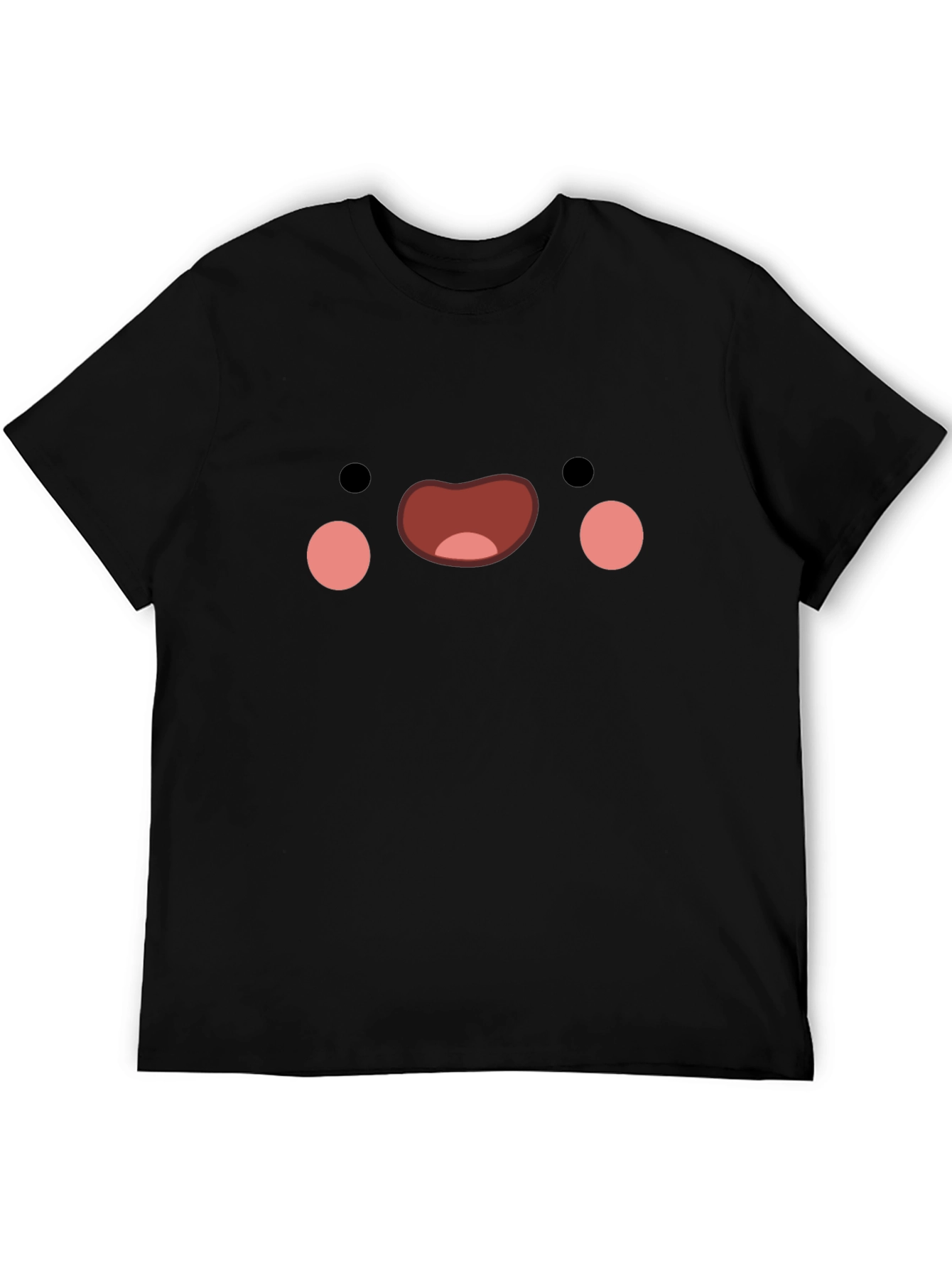 Black Cute Face Graphic Black T-Shirt view 5