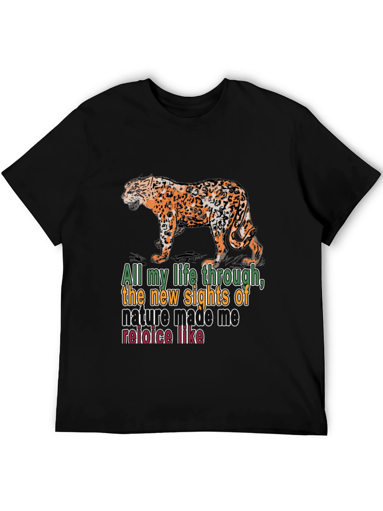Black Nature Quote T-Shirt: Leopard Design view 5