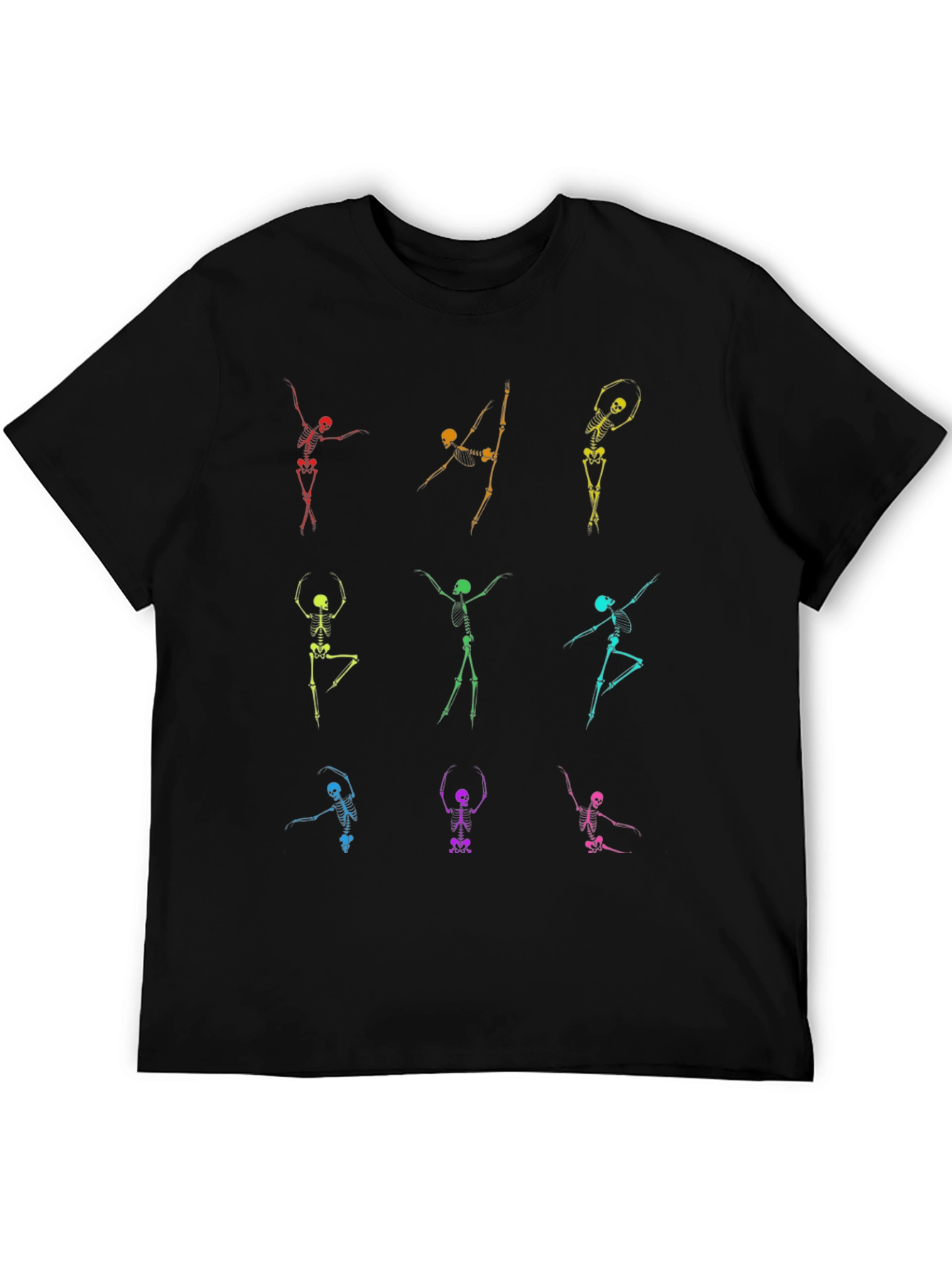 Black Dancing Skeleton T-Shirt - Black Cotton Tee view 5