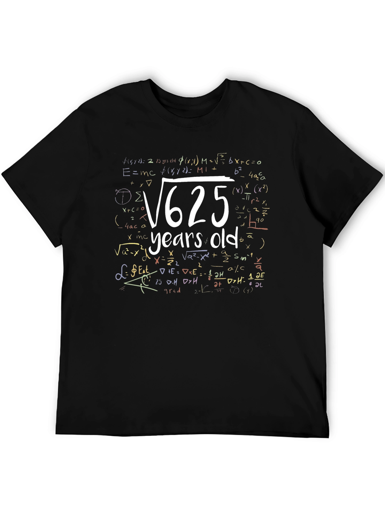 Black Funny Math Age T-Shirt - Root 625 Years Old view 5