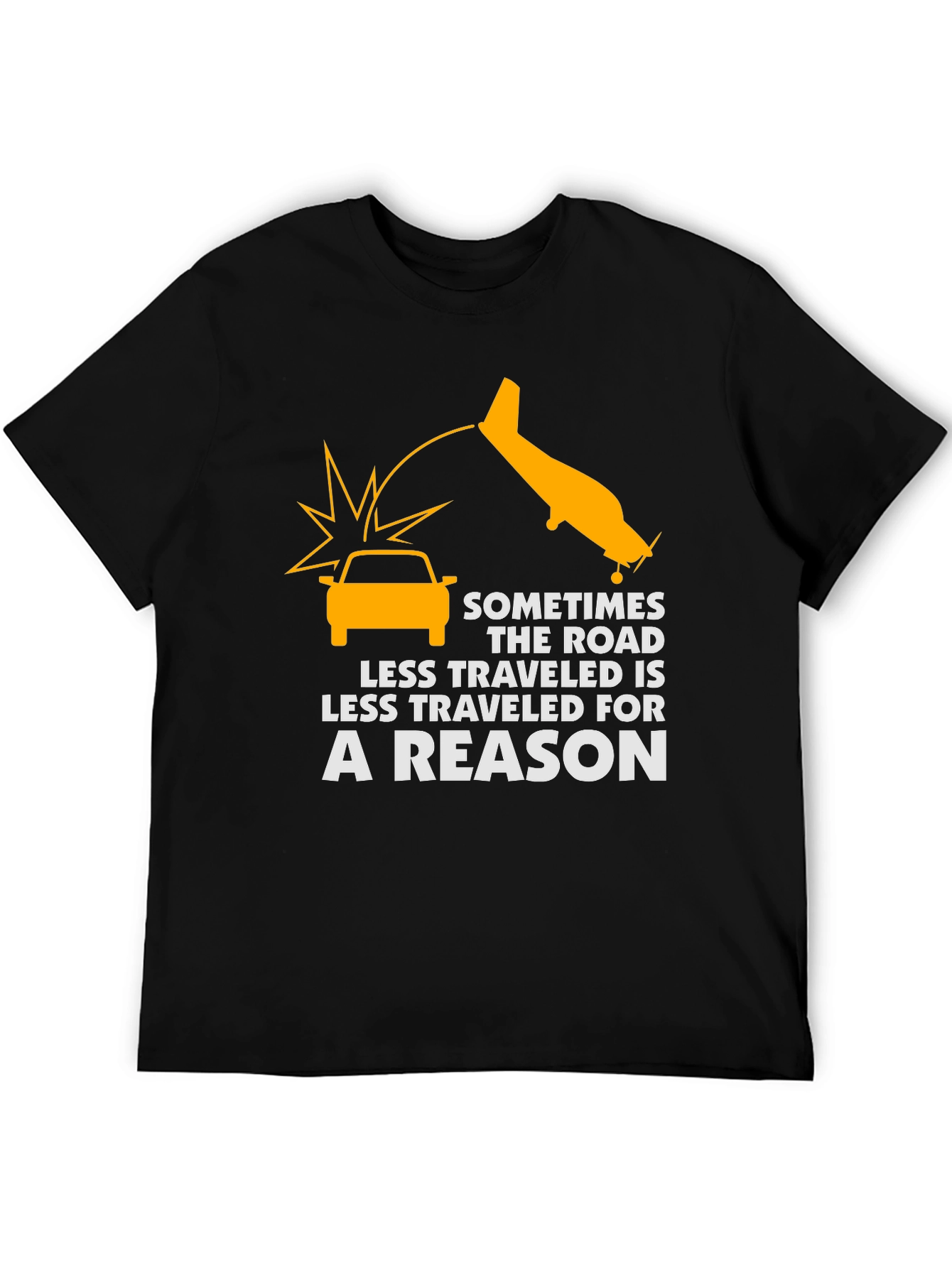 Black Humorous Graphic Tee - Less Traveled Road view 5