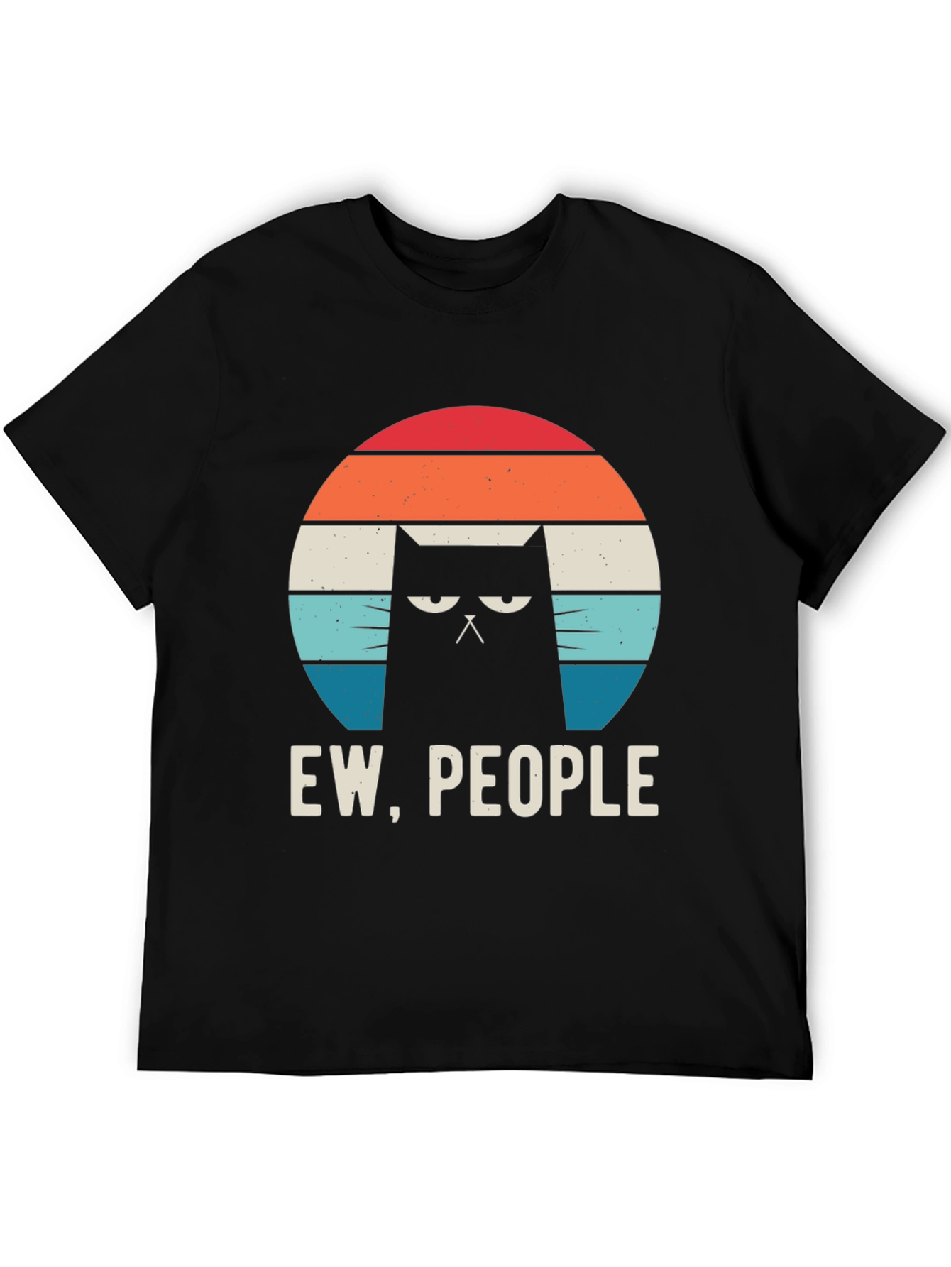 Black Ew People Cat Graphic Tee - Black Cotton Shirt view 5