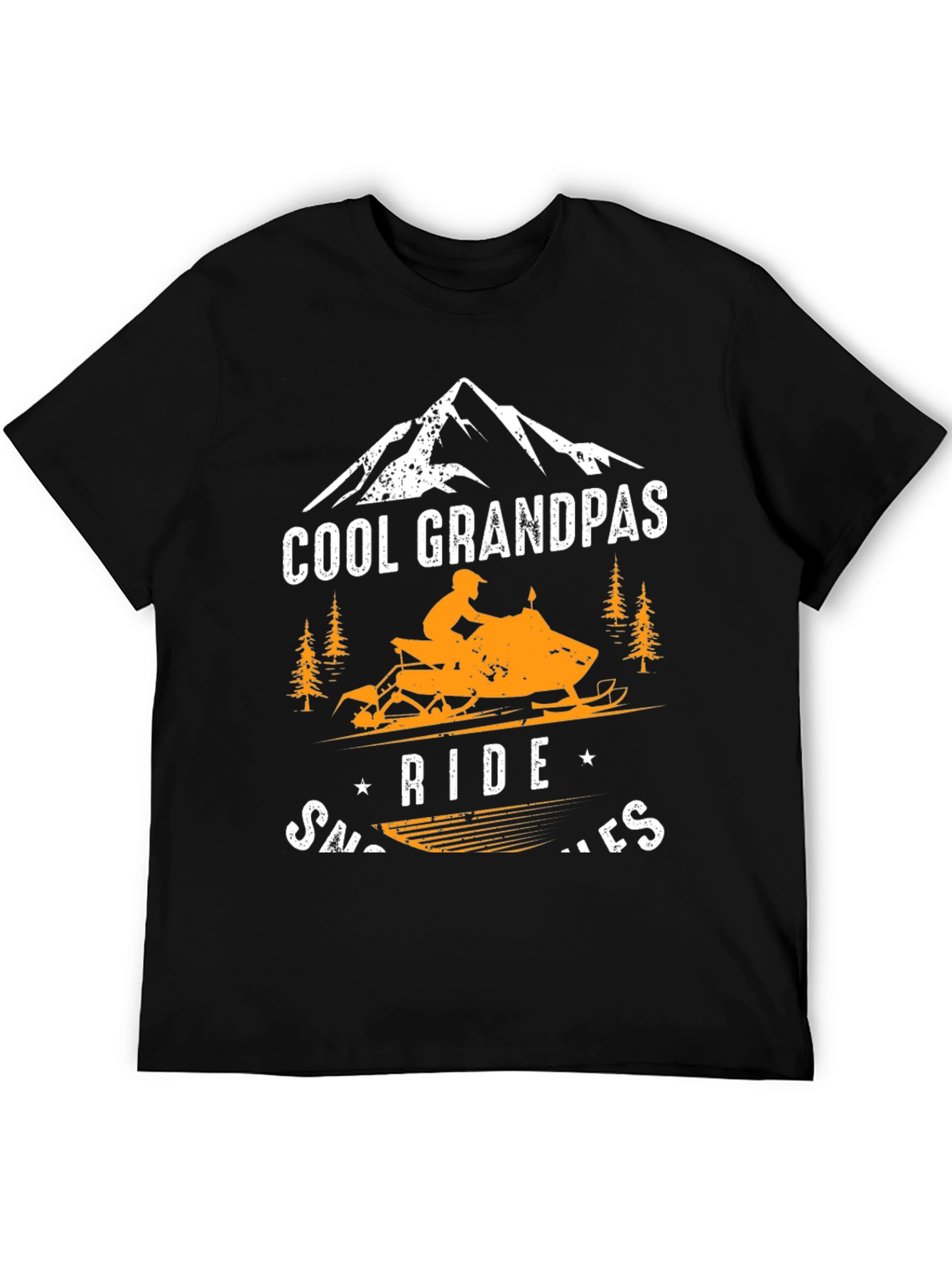 Black Cool Grandpa's Snowmobile Graphic Tee view 5