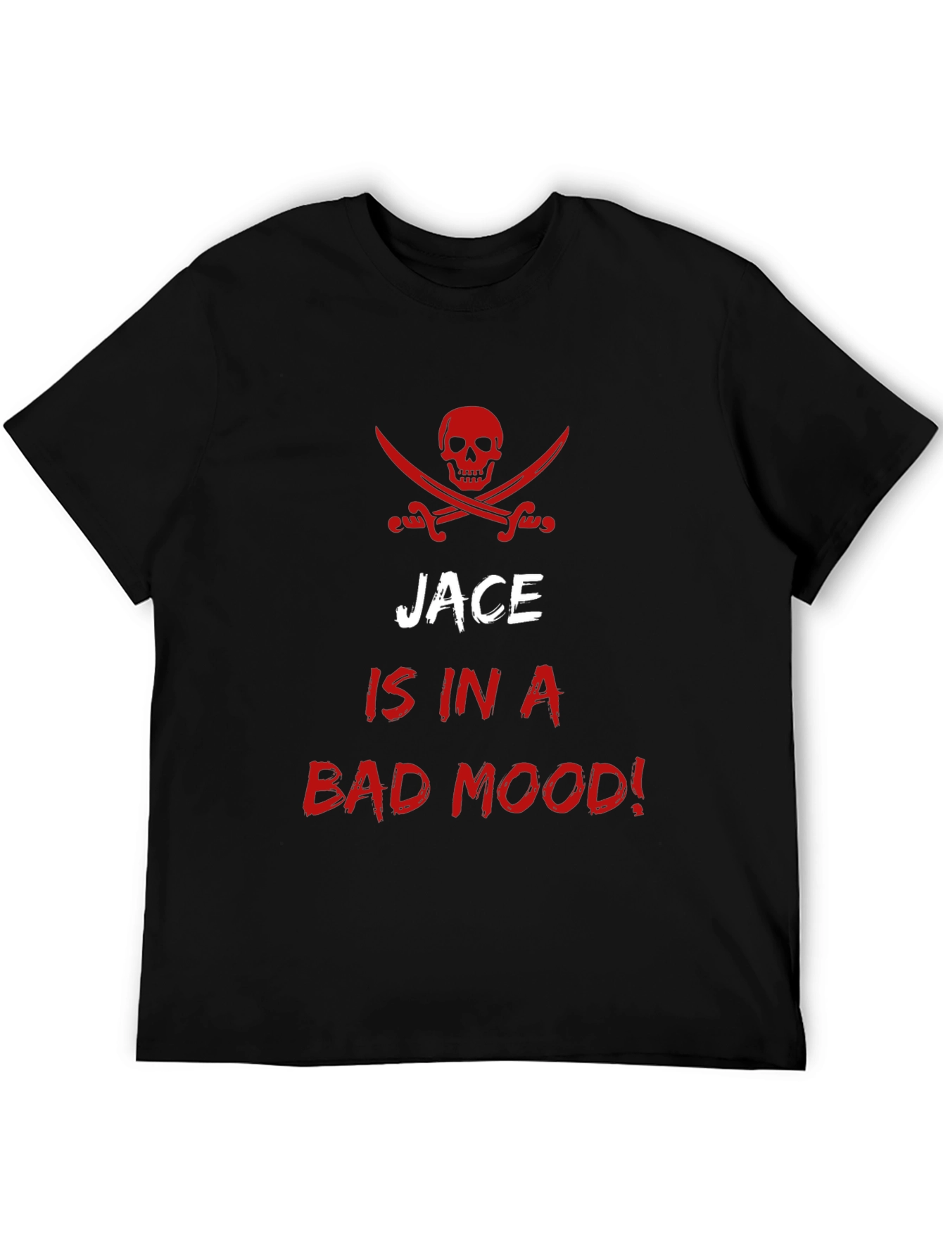 Black Jace is in a Bad Mood! Pirate Skull T-Shirt view 5