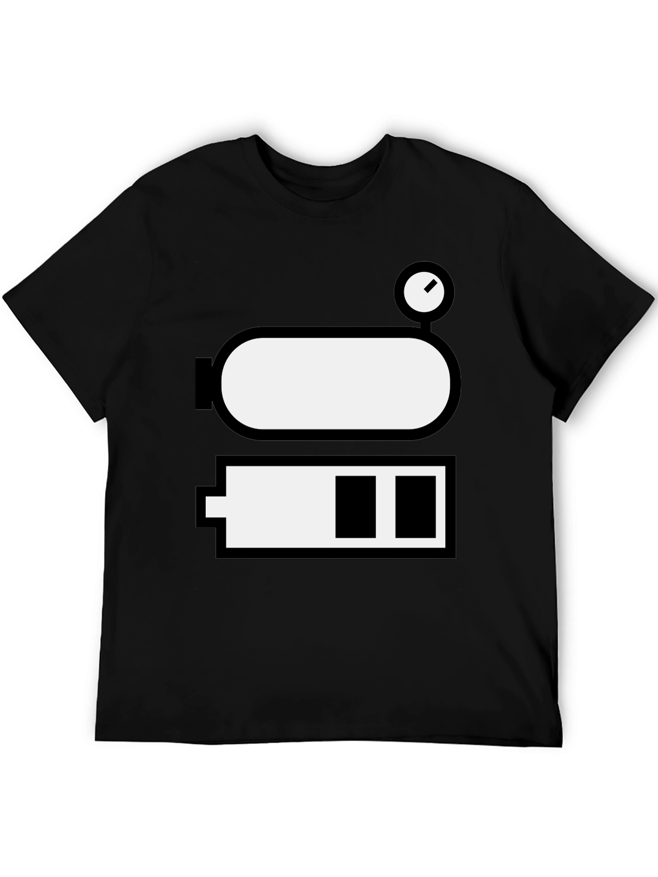 Black Battery Level Novelty Graphic Tee - Black Cotton Blend view 5