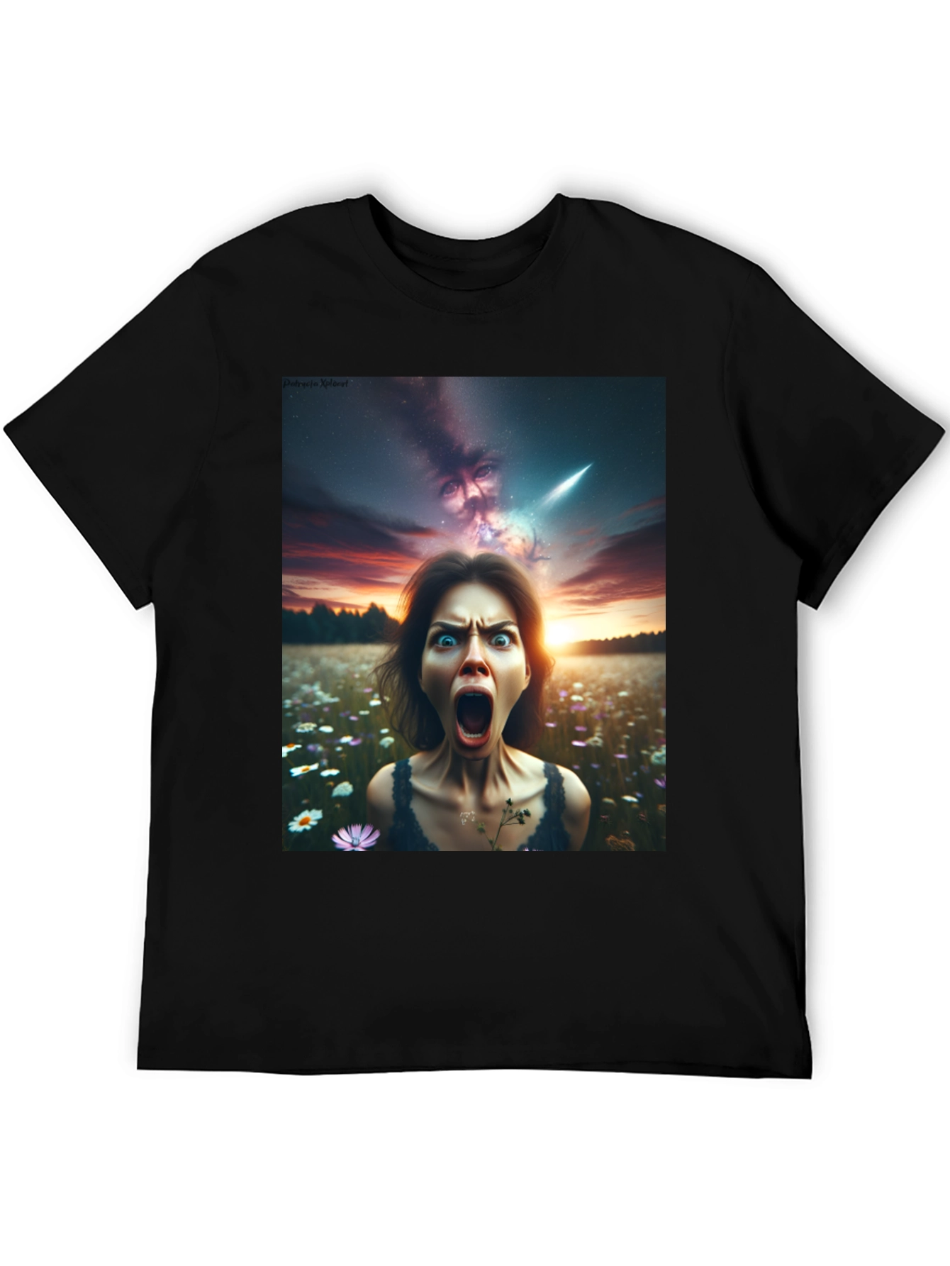 Black Surreal Horror Graphic Tee - Women's Nightmare T-Shirt view 5