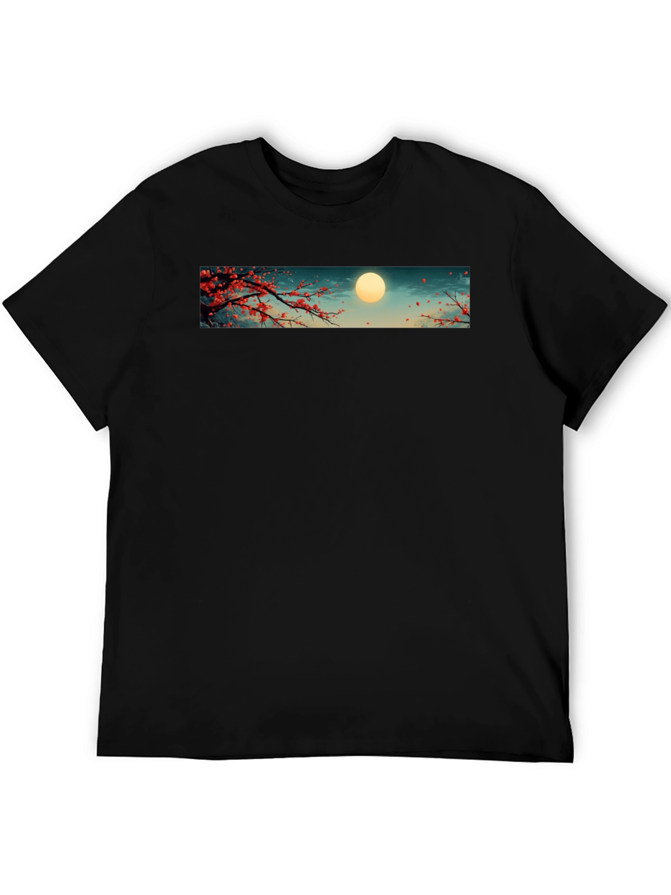 Black Sakura Moon T-Shirt - Japanese Cherry Blossom Tee view 5