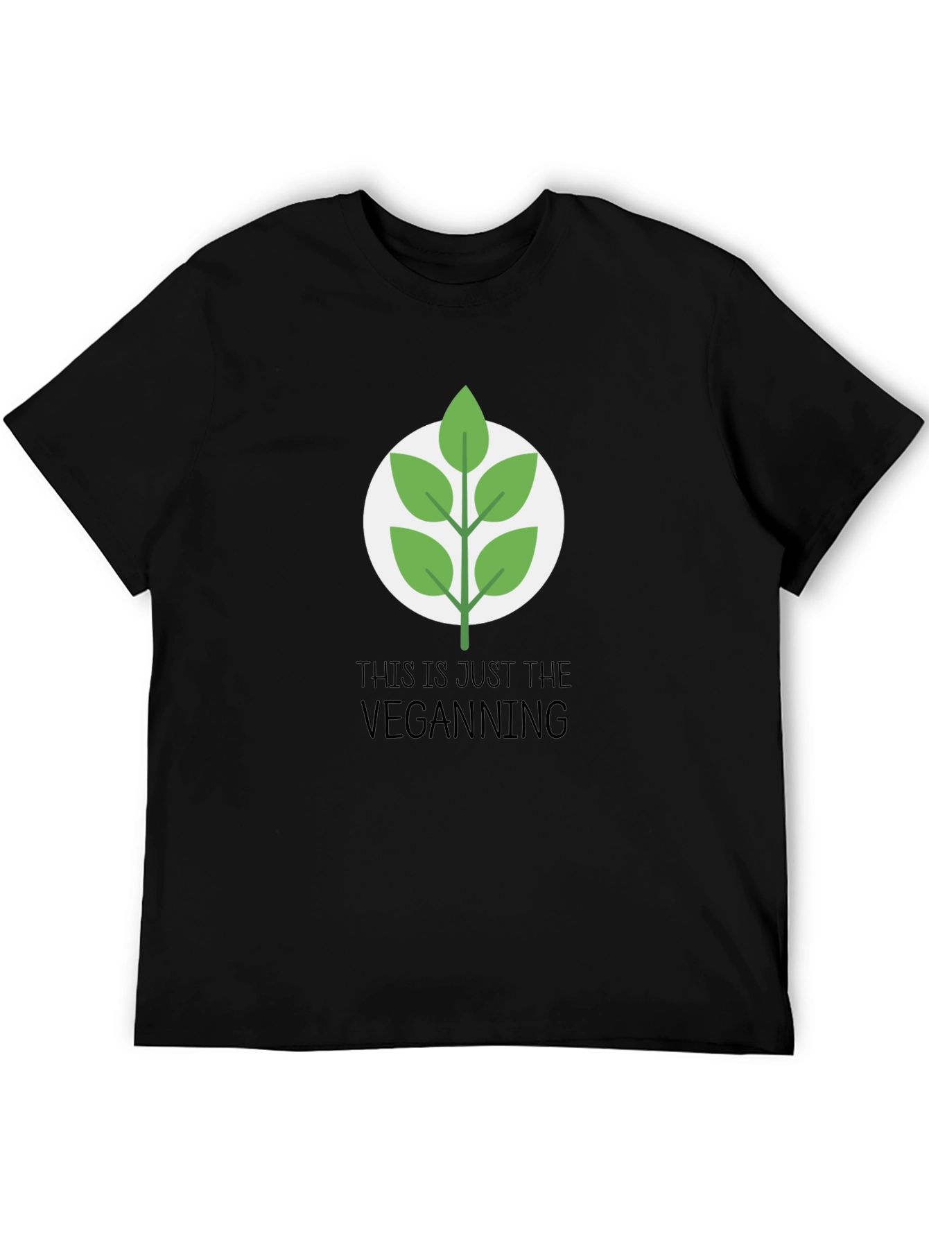 Black Vegan Leaf Graphic Tee - Casual Black T-Shirt view 5