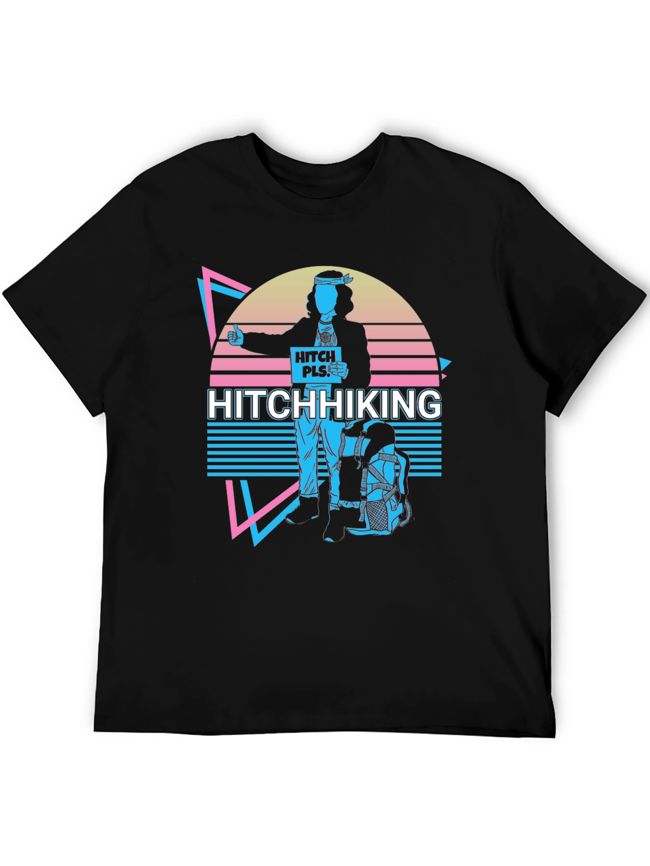 Black Hitchhiking Retro T-Shirt view 5