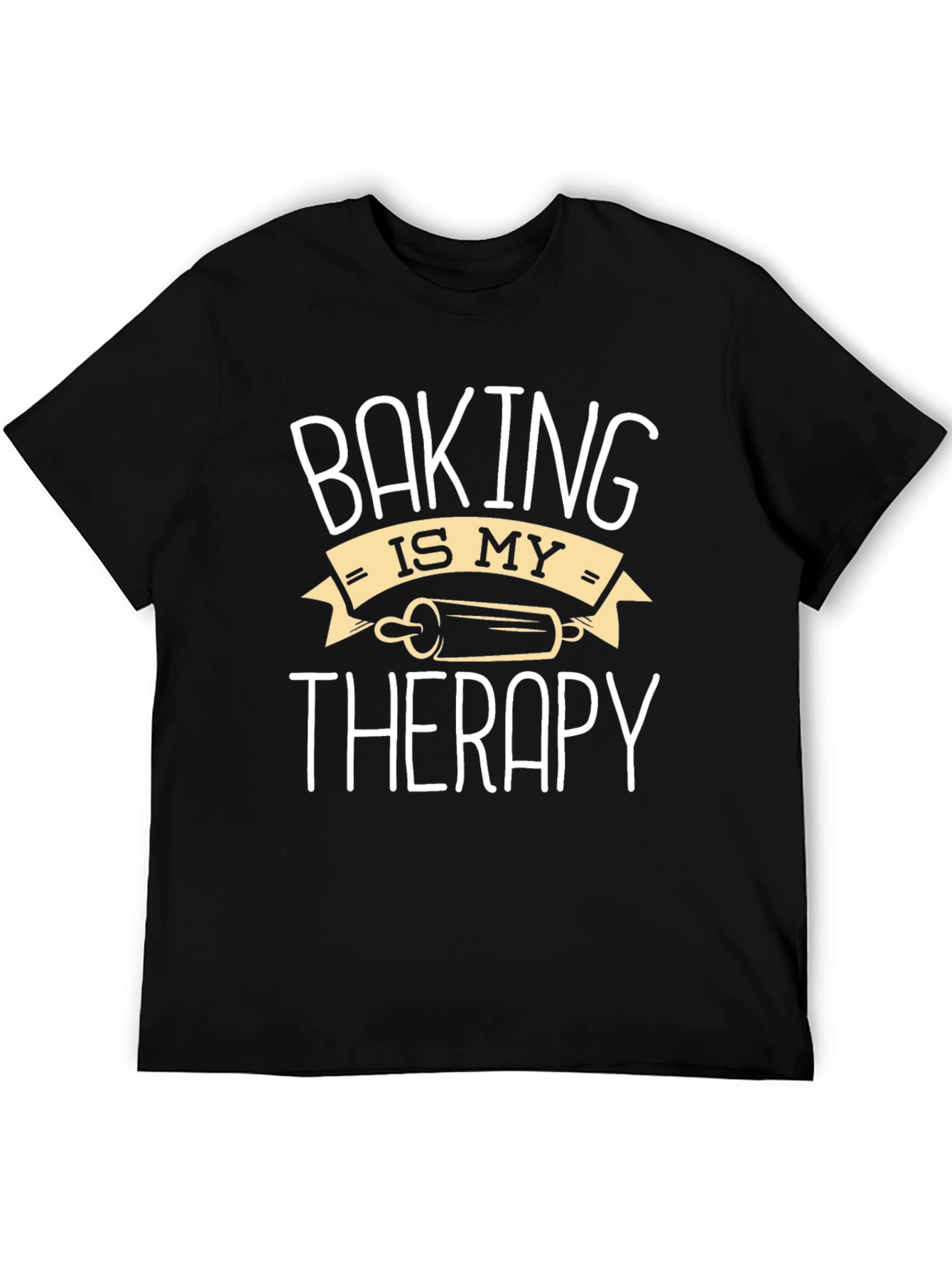 Black Baking Is My Therapy Black T-Shirt view 5