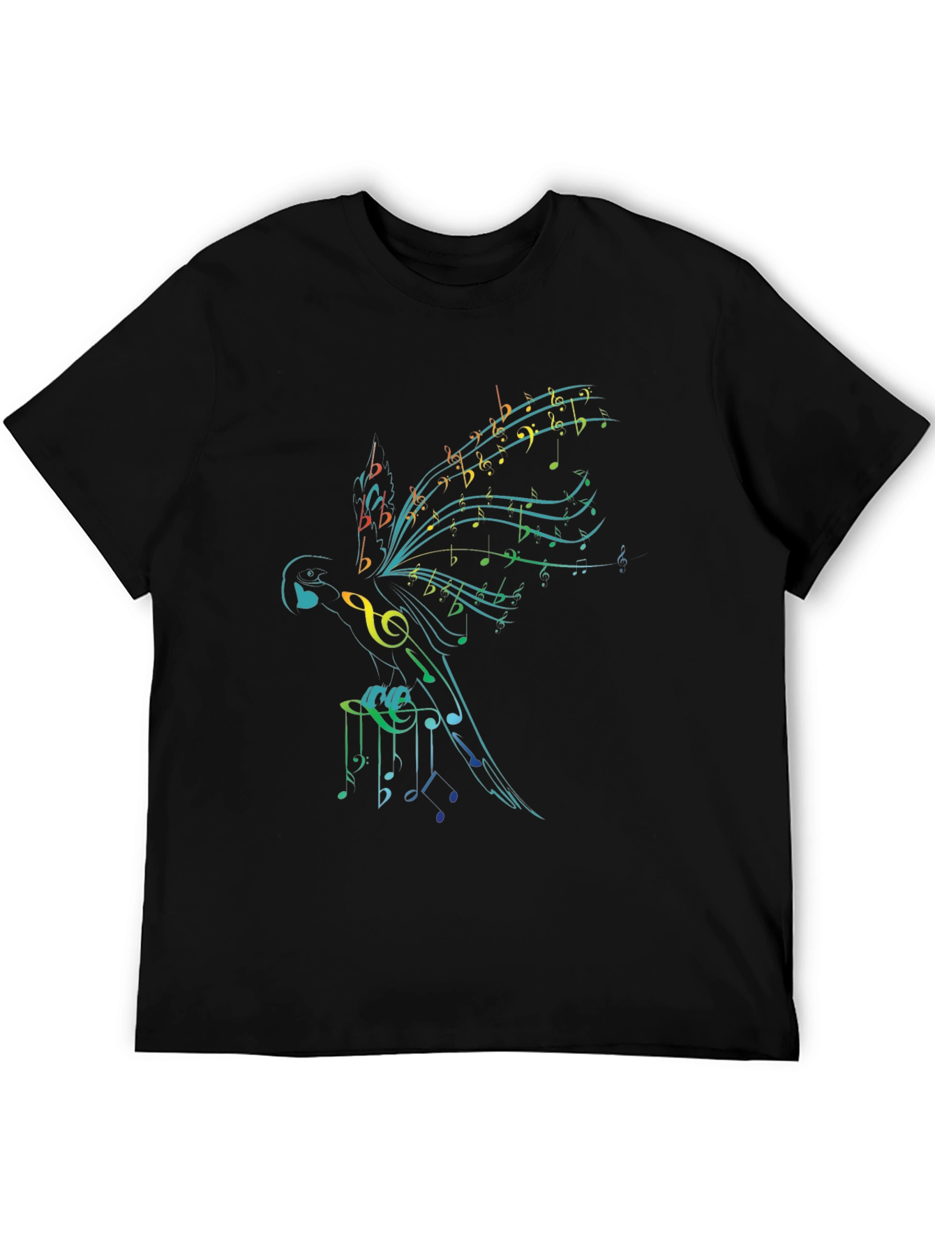 Black Musical Parrot Graphic T-Shirt - Unique Design view 5