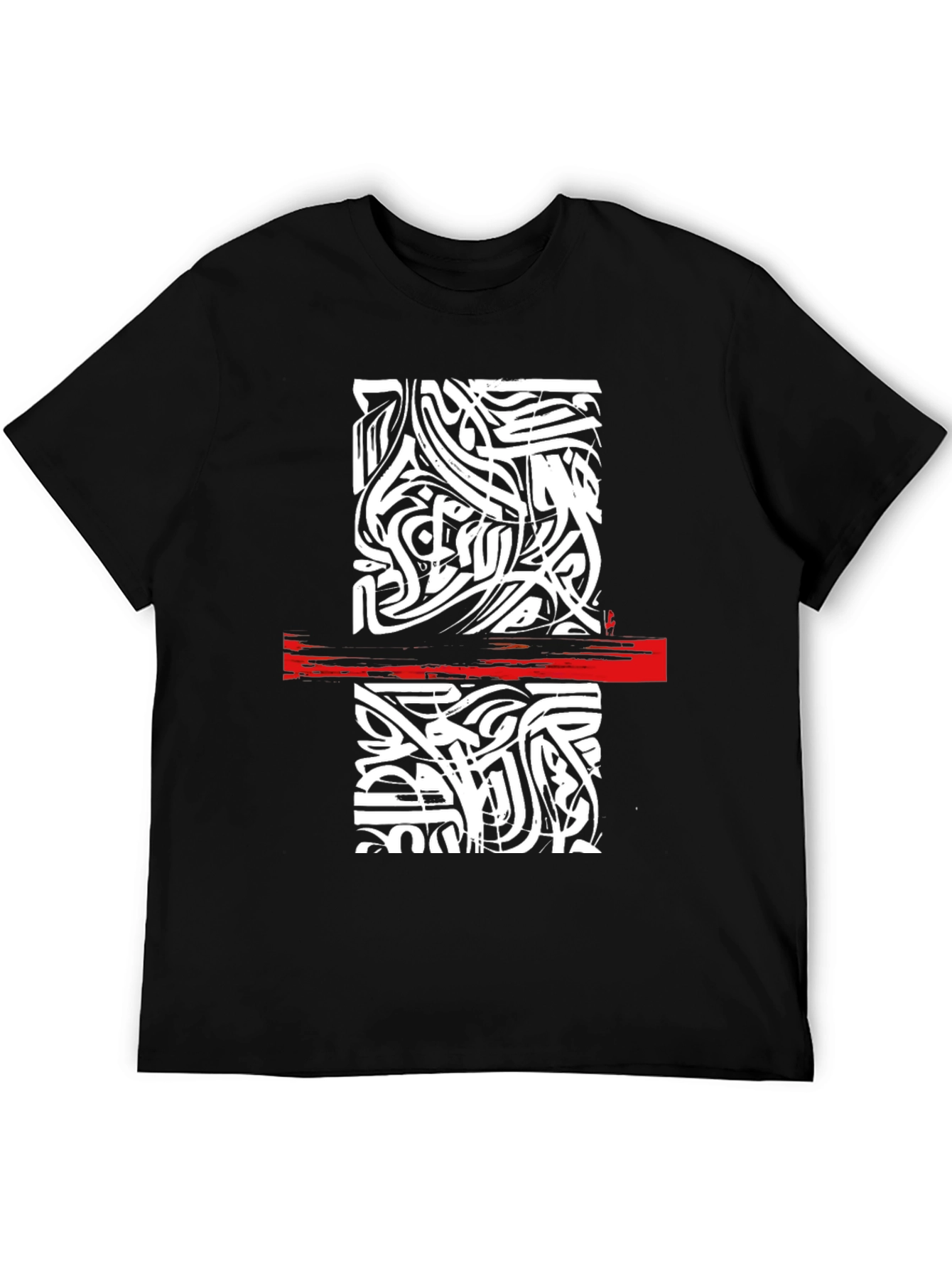 Black Abstract Graphic Print Black T-Shirt view 5