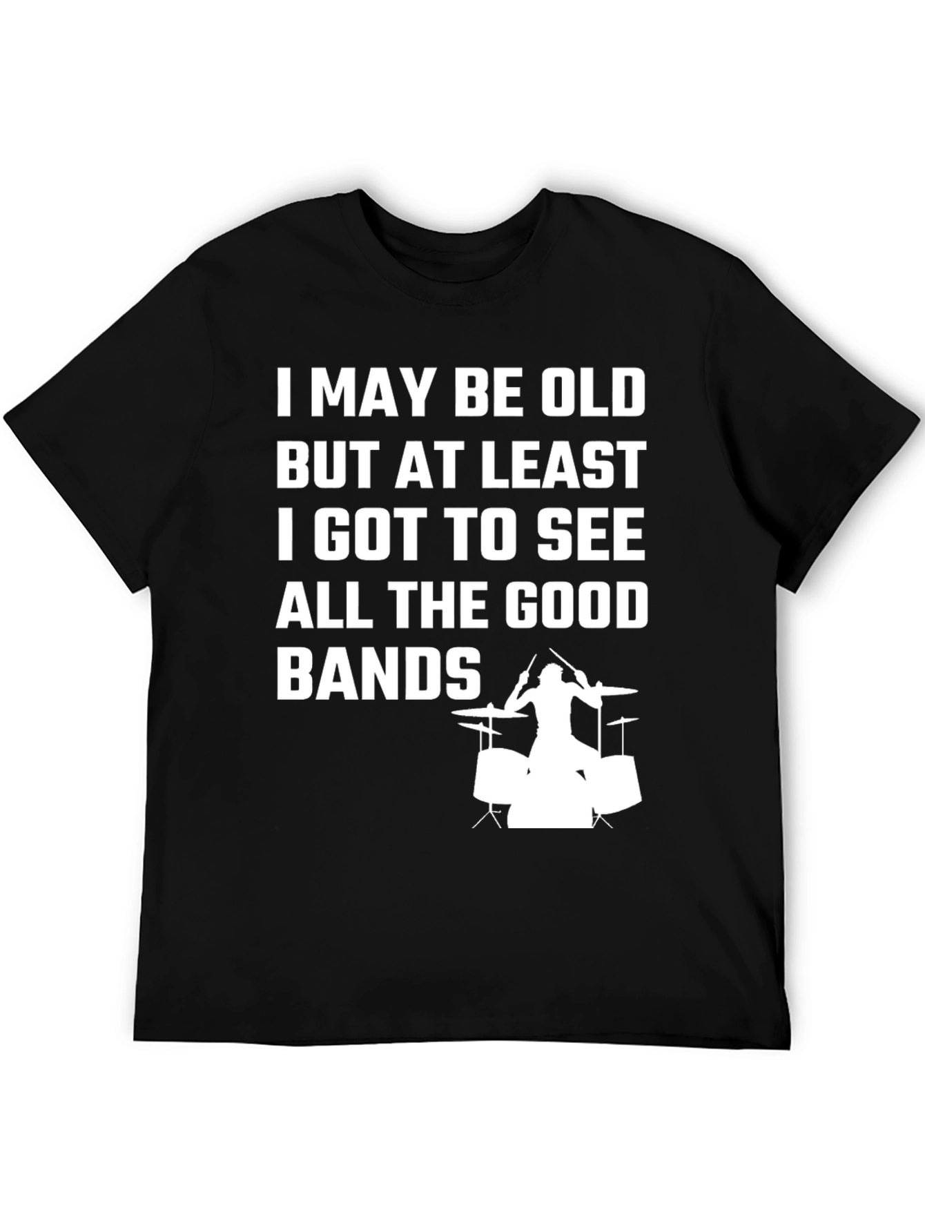 Black Funny Old Drummer T-Shirt - Good Bands view 5