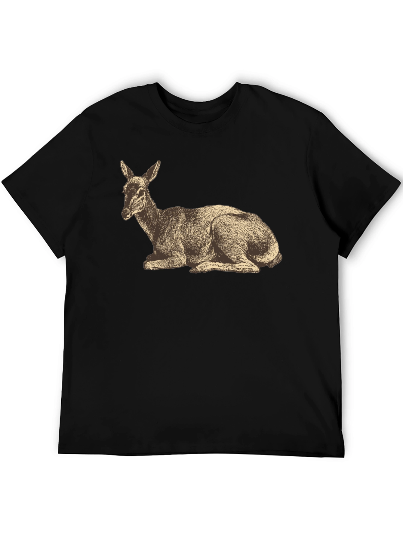 Black Vintage Deer Graphic T-Shirt - Black view 5