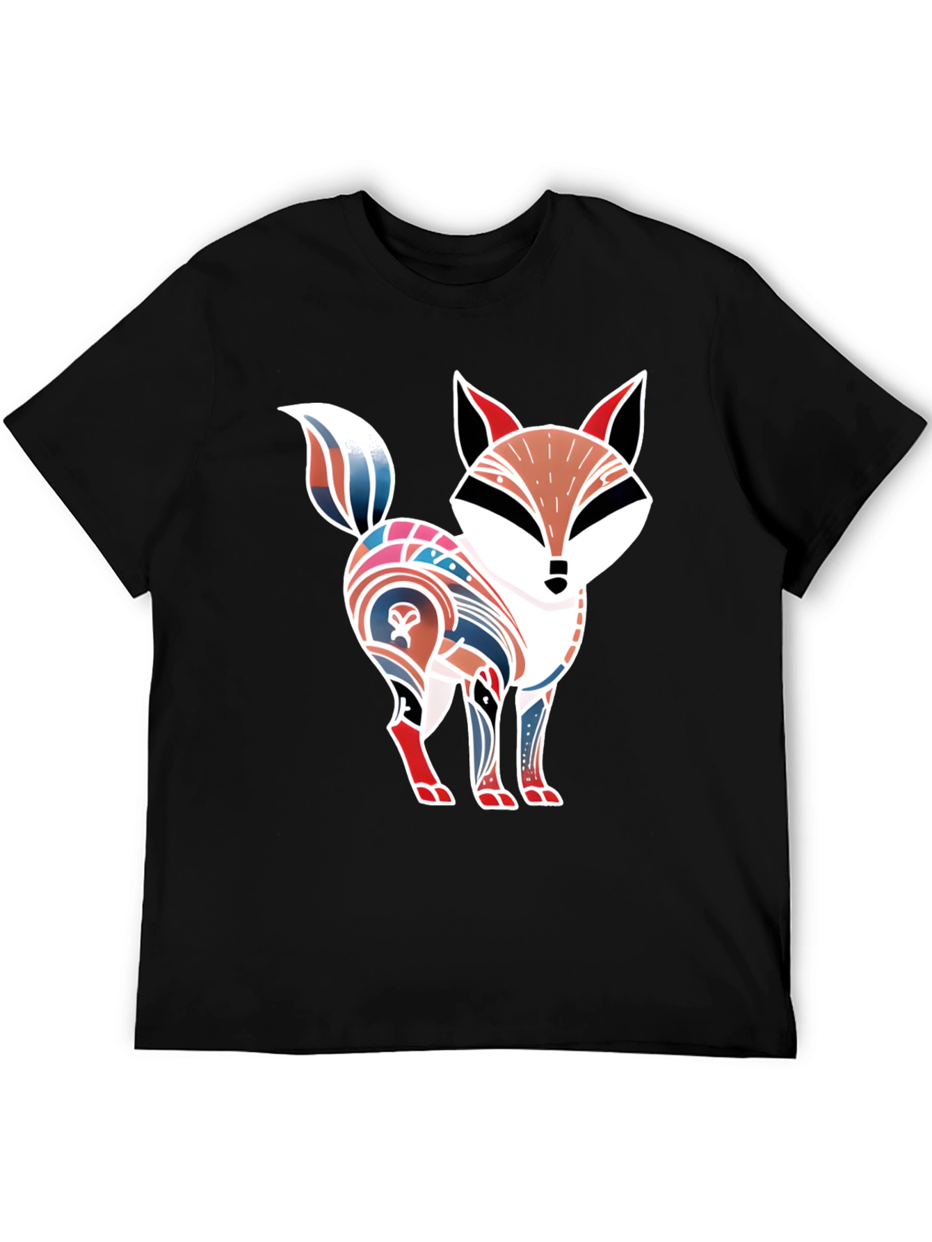 Black Stylized Fox Graphic Tee - Unique Design view 5