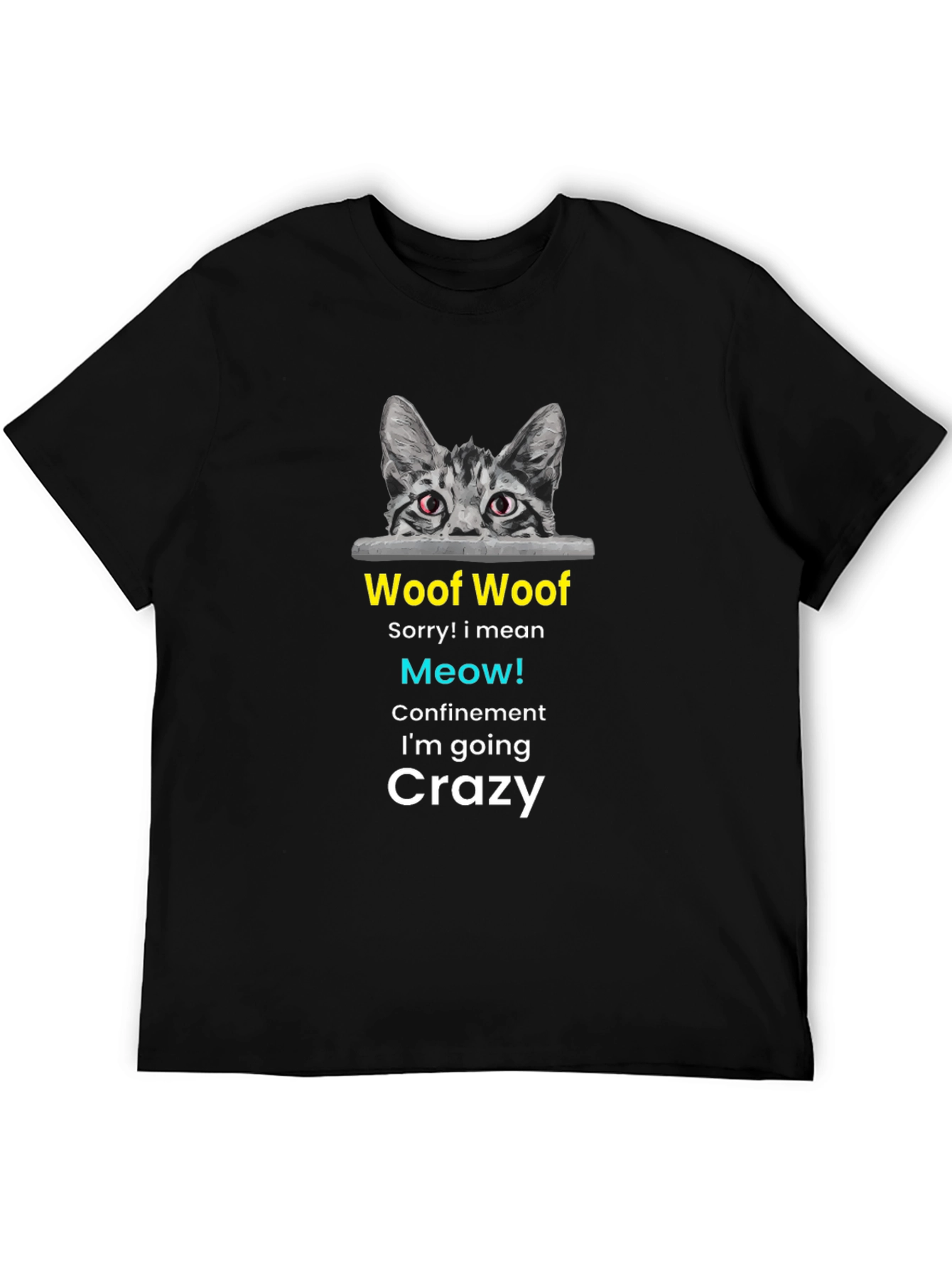 Black Woof Woof Meow Cat Black T-Shirt view 5