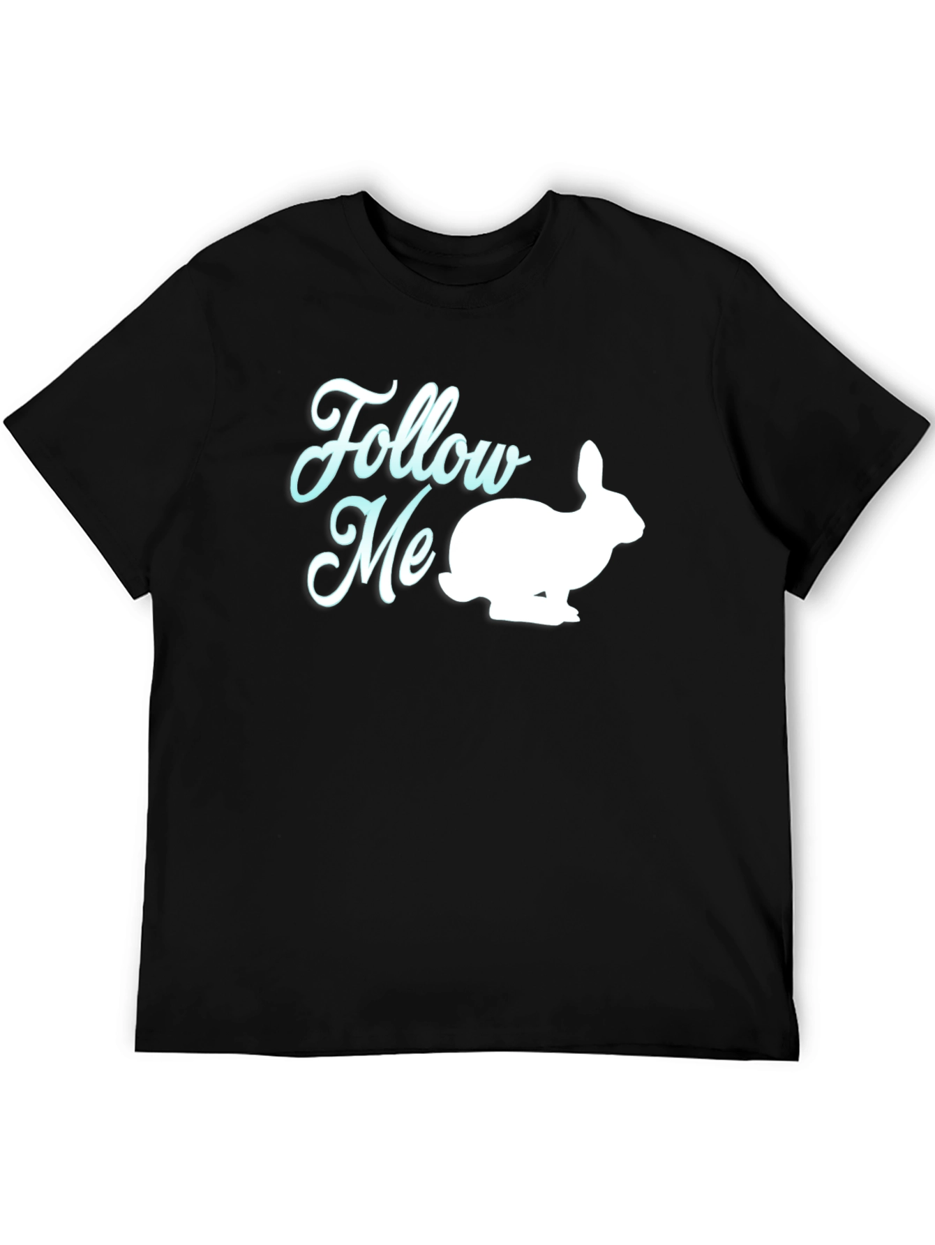 Black Follow Me Rabbit Graphic Tee - Soft Cotton Blend view 5