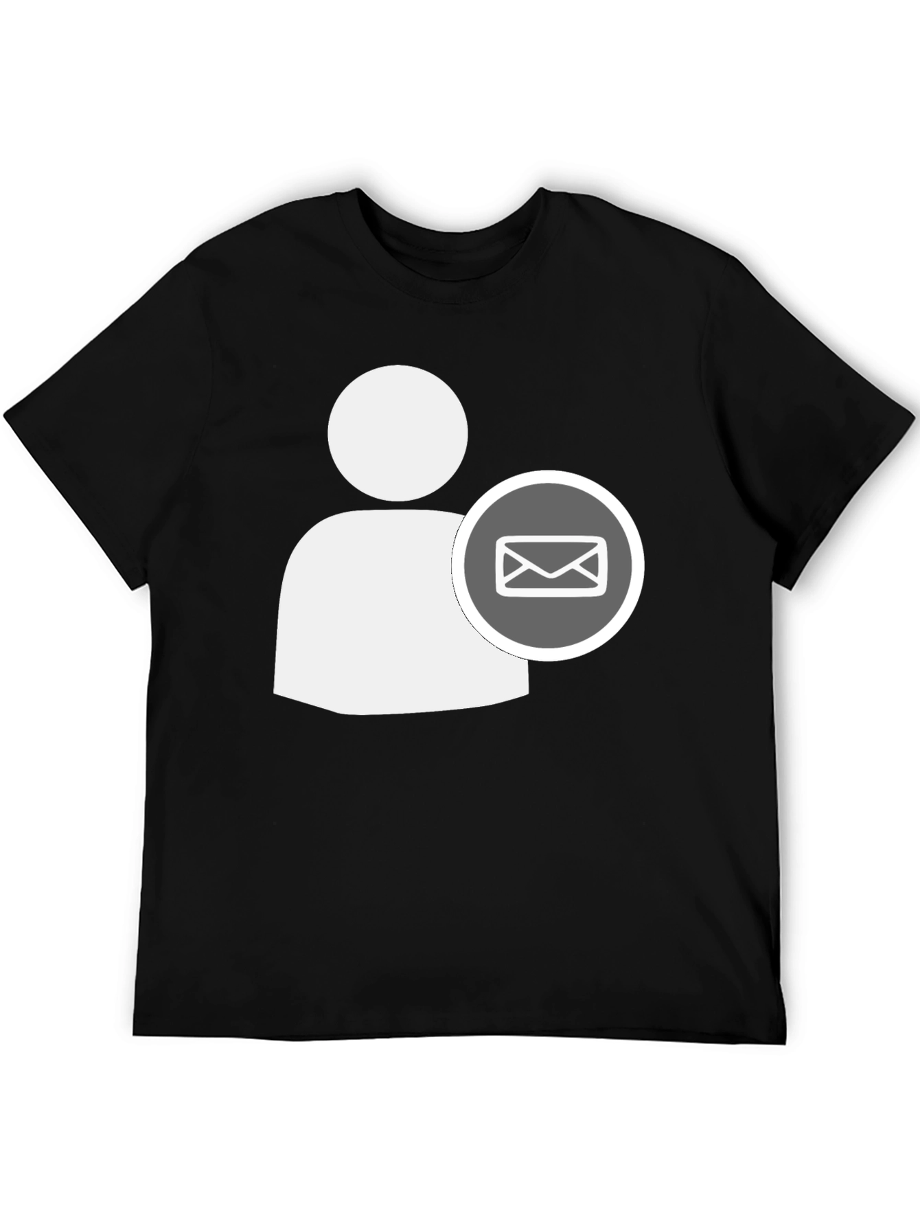 Black Black T-Shirt with White Contact Email Icon view 5