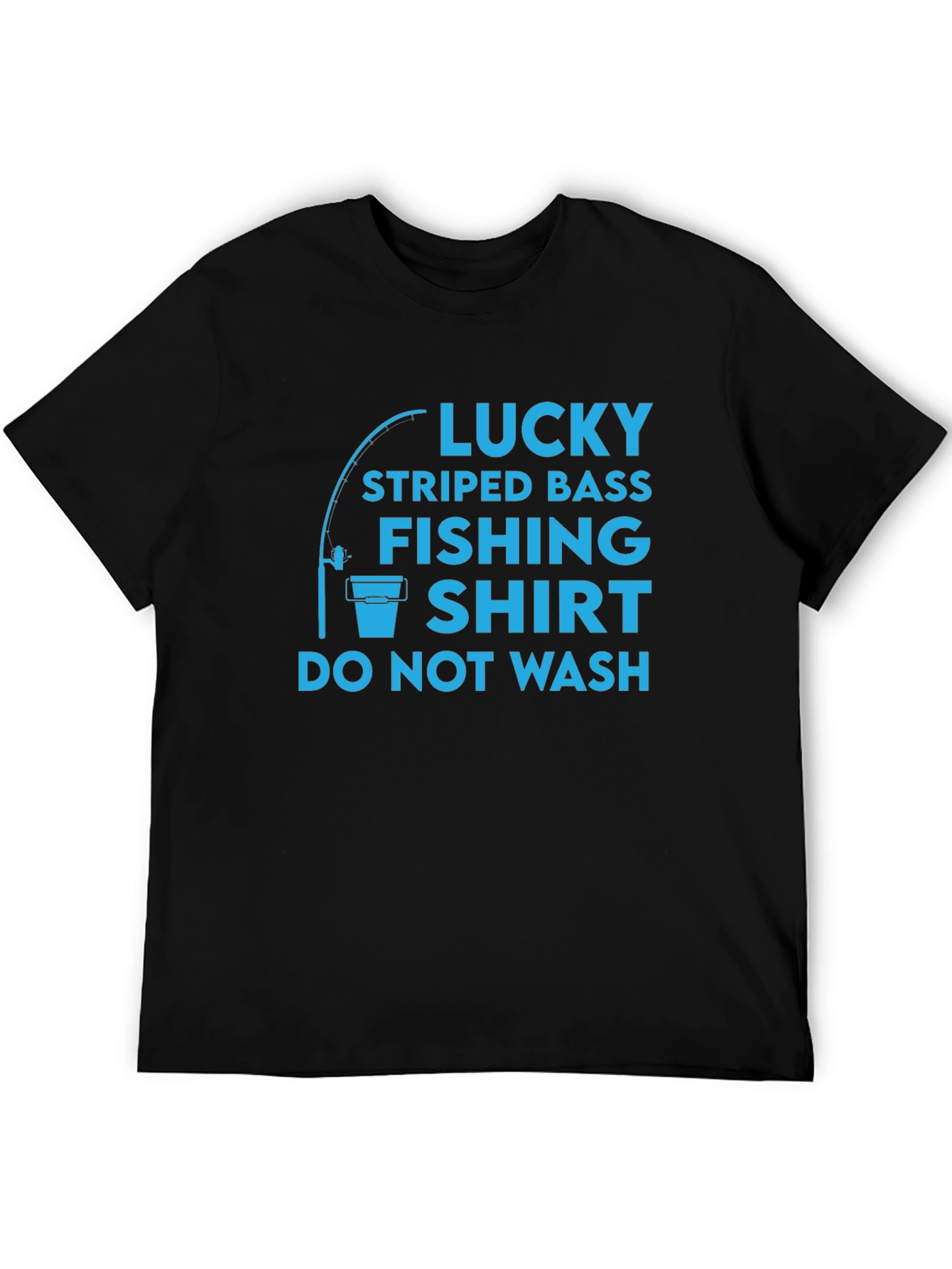 Black Lucky Striped Bass Fishing Shirt - Funny Angler Tee view 5
