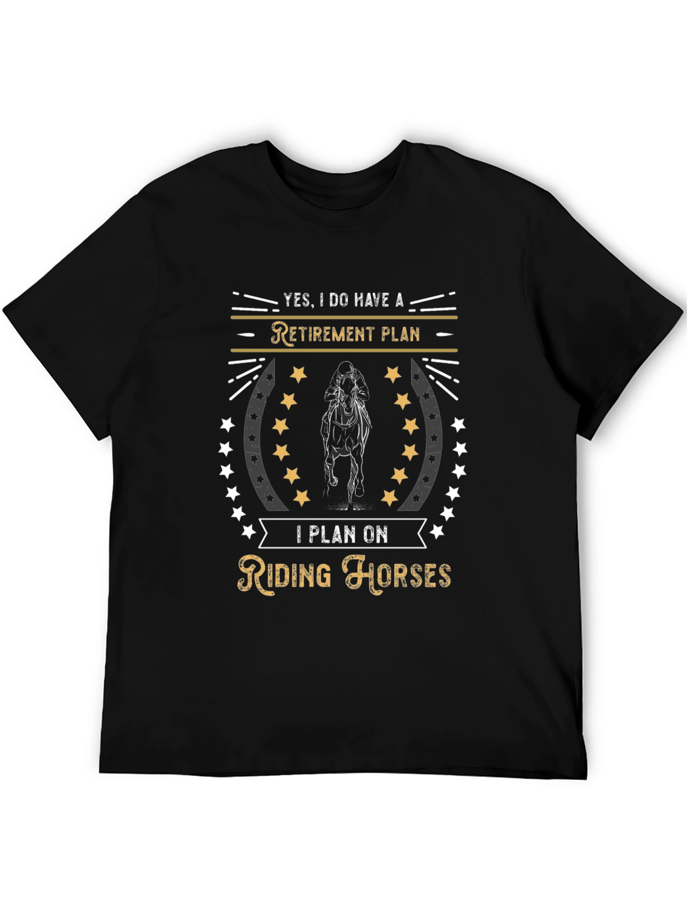 Black Retirement Plan Riding Horses Graphic Tee view 5
