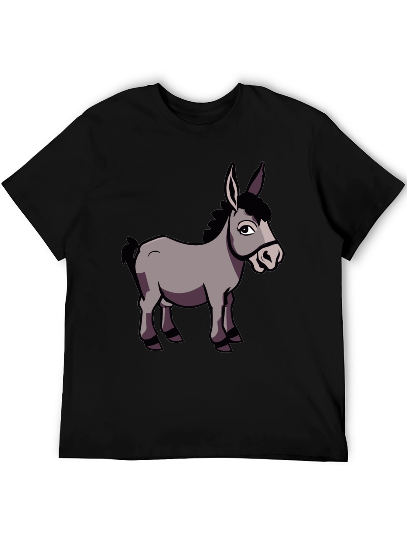 Black Funny Donkey Graphic T-Shirt, Black Crew Neck view 5