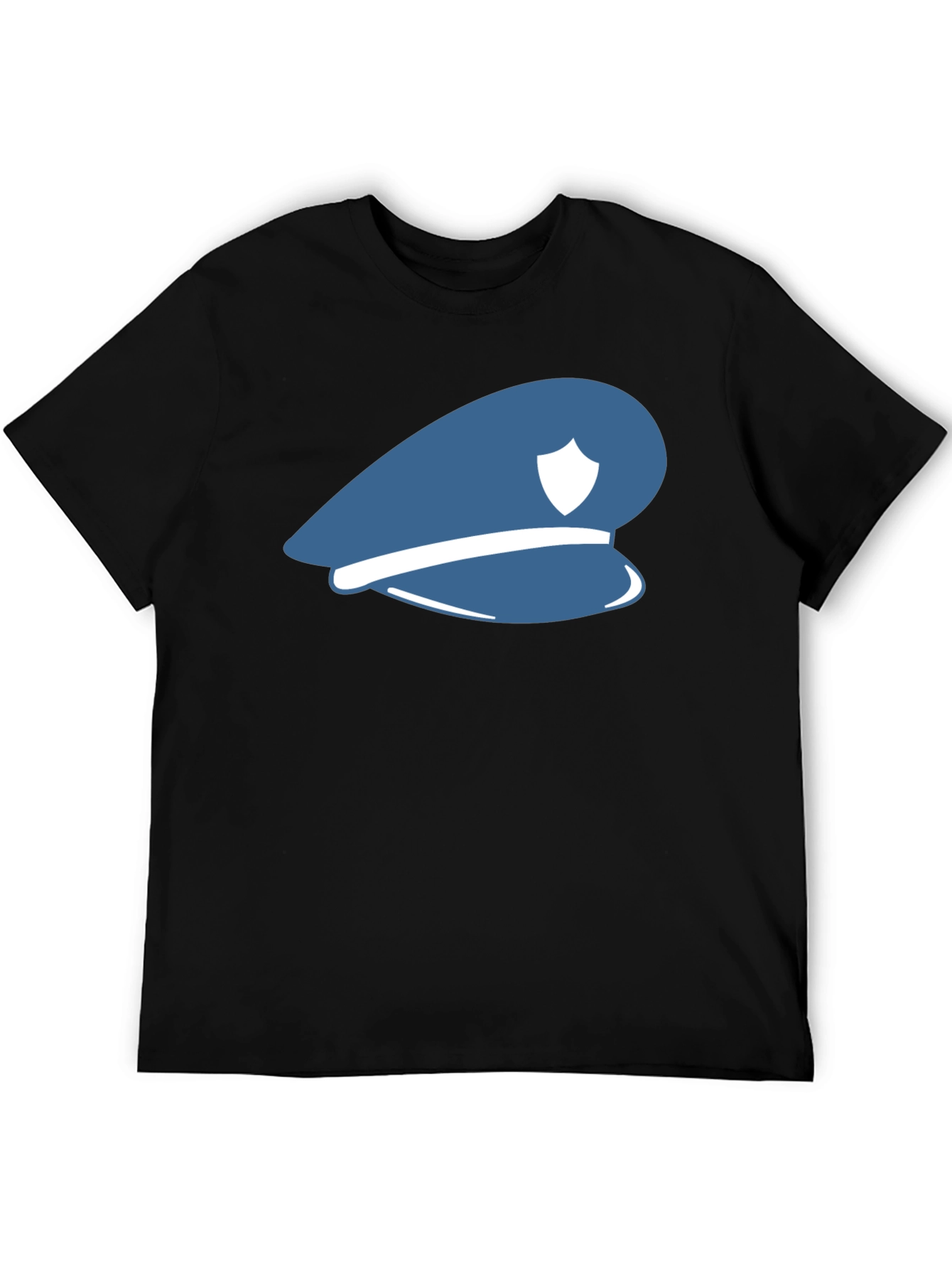 Black Blue Police Hat Graphic T-Shirt - Stylish Cotton Tee view 5