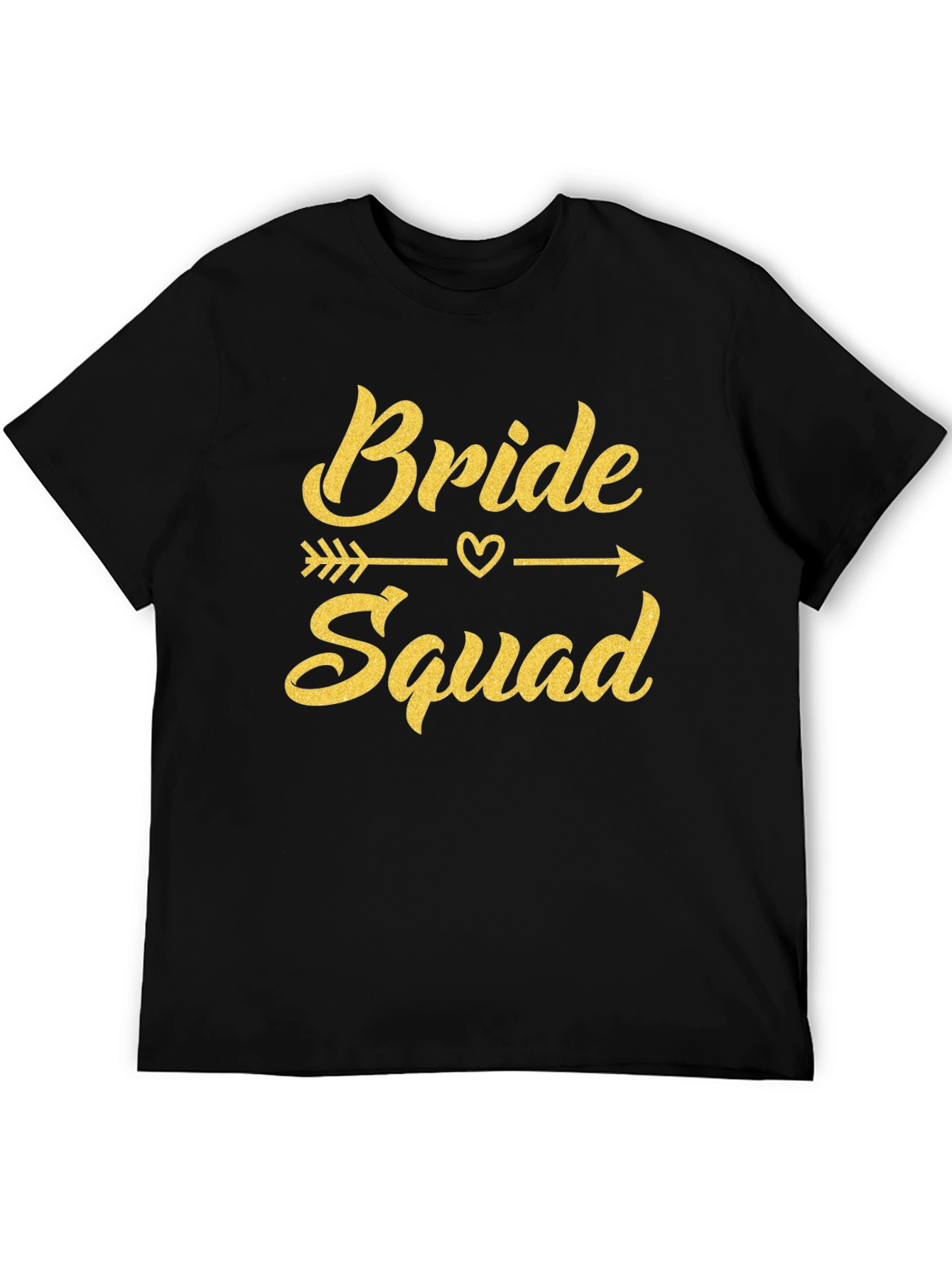 Black Bride Squad T-Shirt - Gold Glitter Print Bridal Party Tee view 5