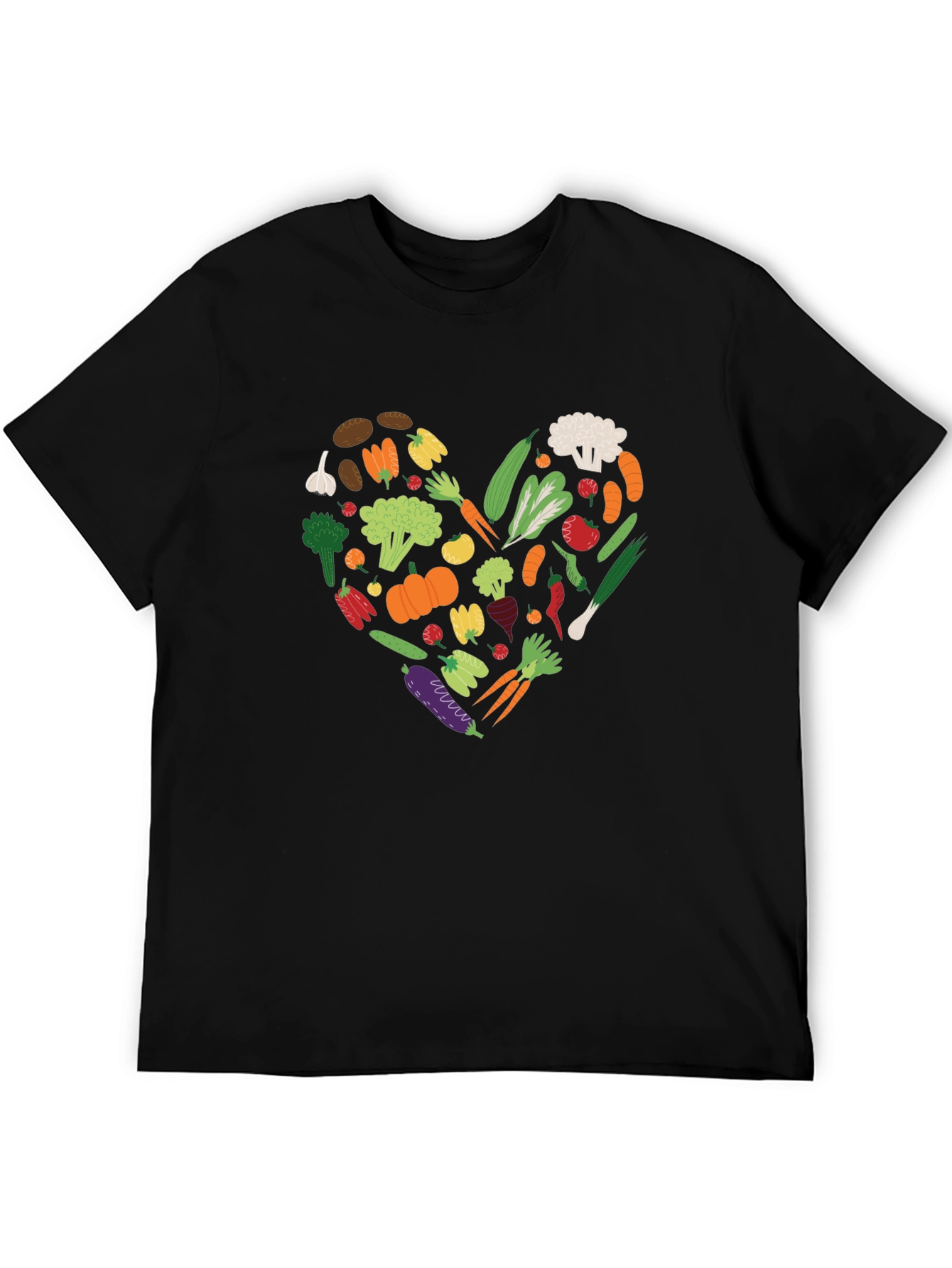 Black Vegan Heart T-Shirt - Eat Your Veggies! view 5