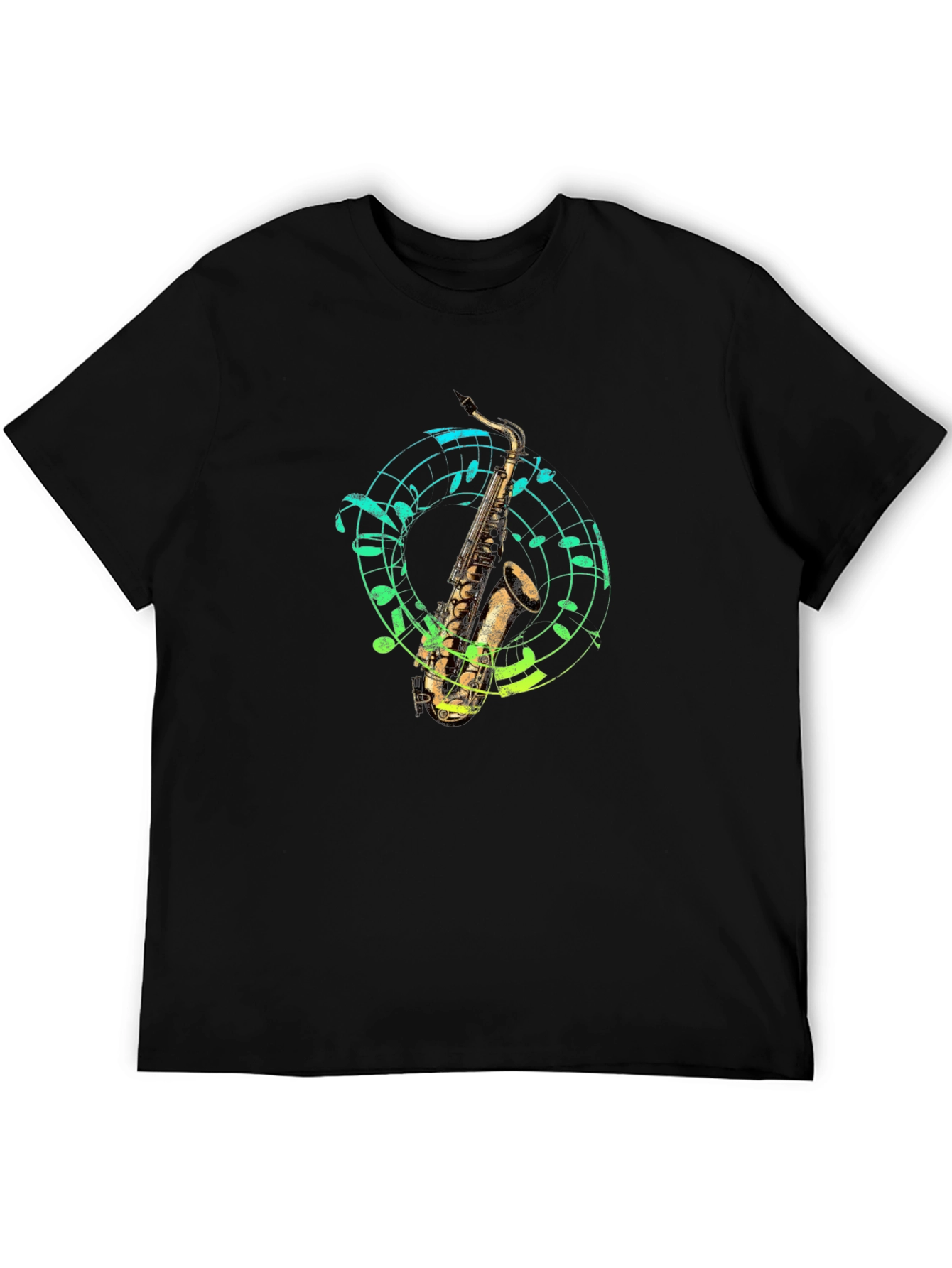 Black Saxophone Music T-Shirt - Cool Graphic Tee view 5