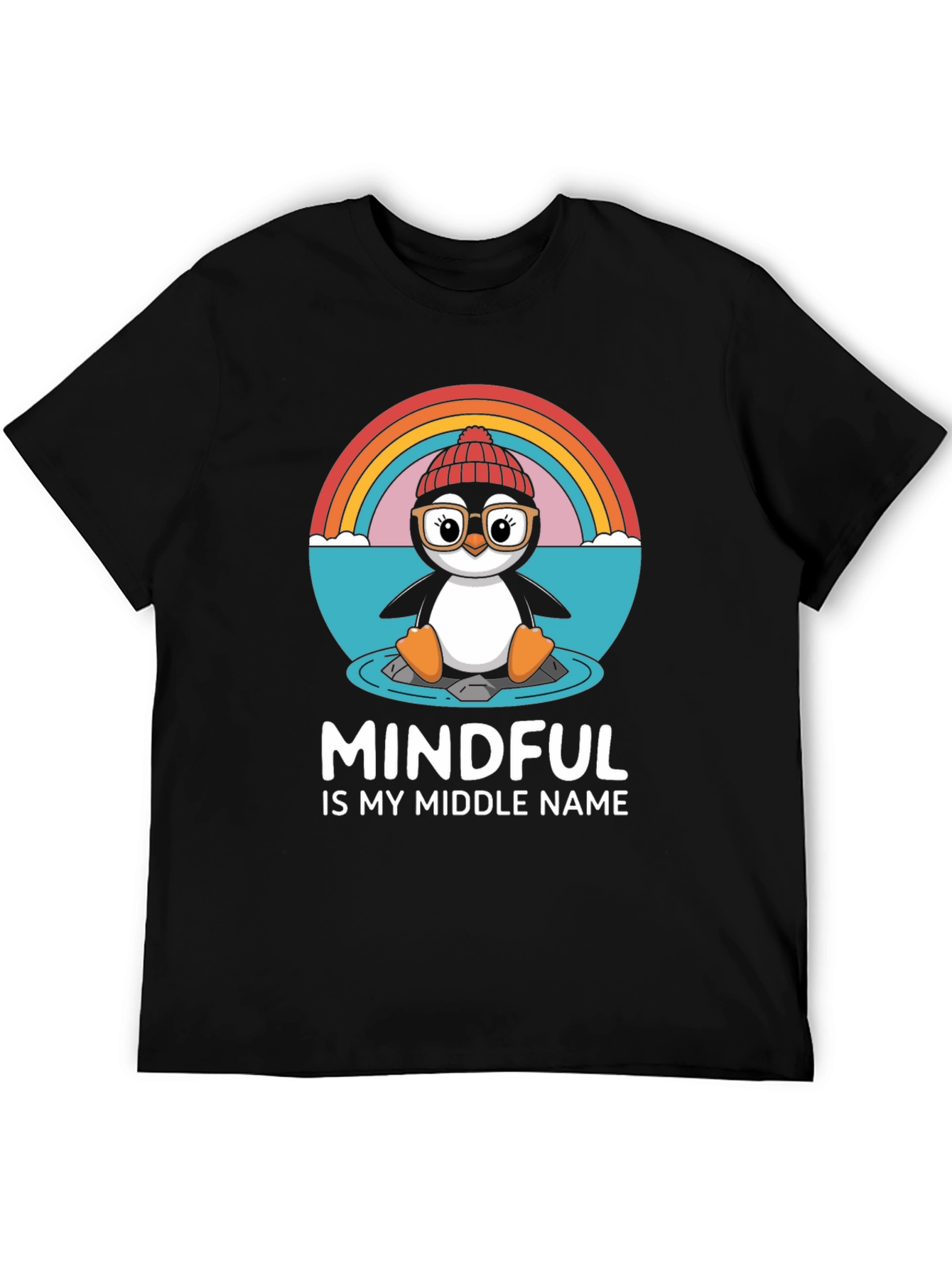 Black Mindful Penguin T-Shirt - Cute & Comfy Tee view 5