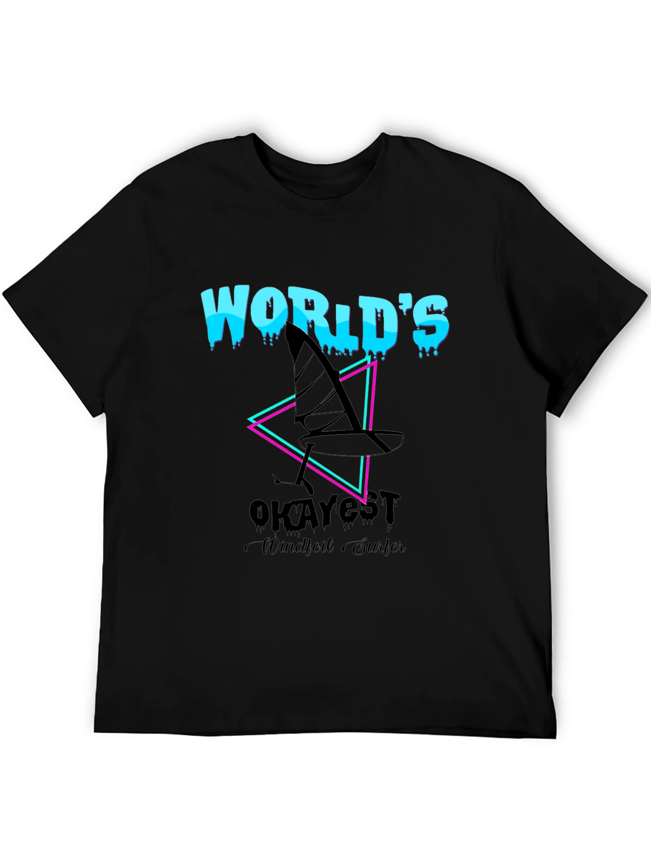 Black World's Okayest Windfoil Surfer T-Shirt - Black view 5