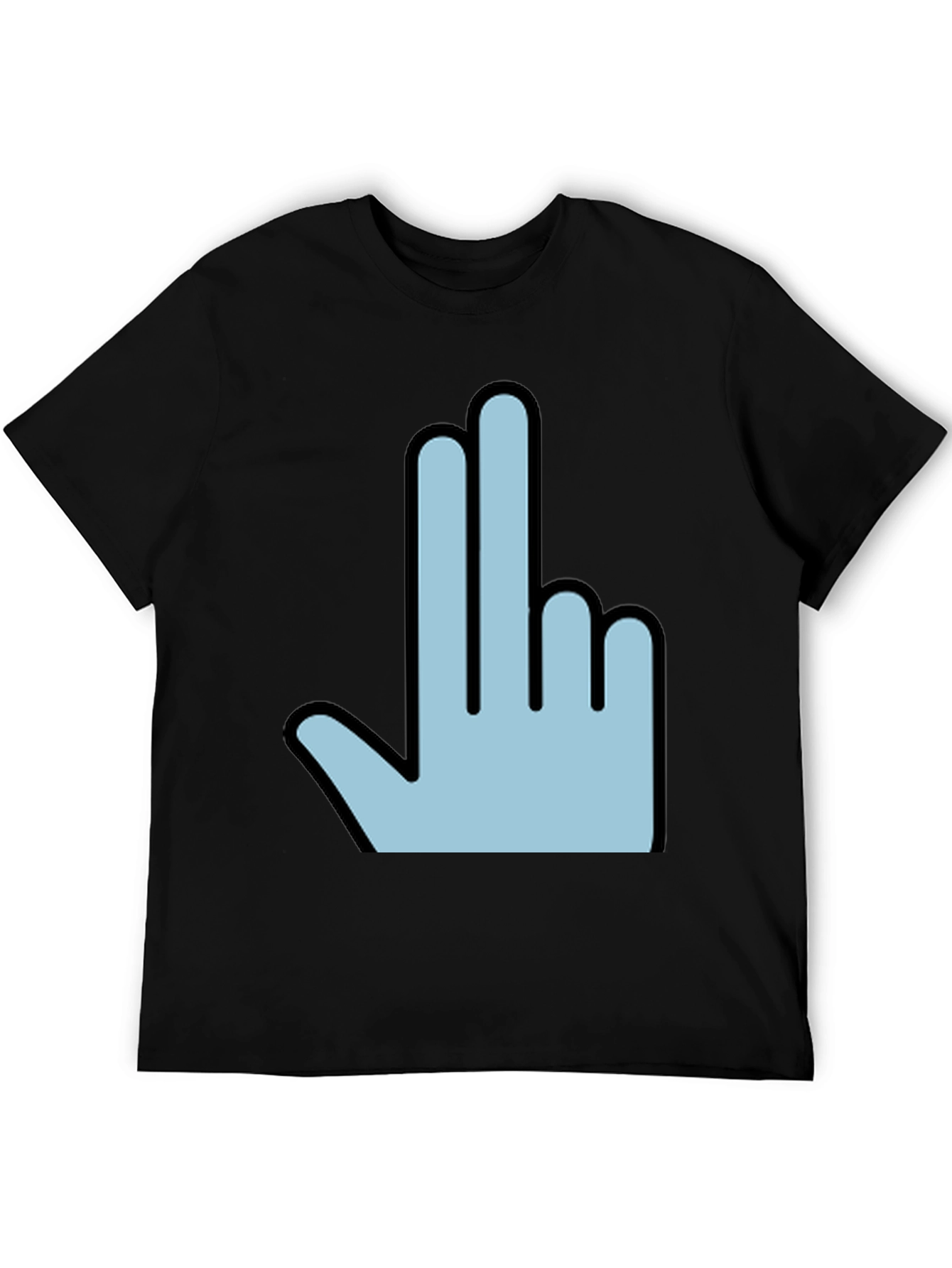 Black Funny Hand Gesture Graphic Print Men's Black T-Shirt view 5