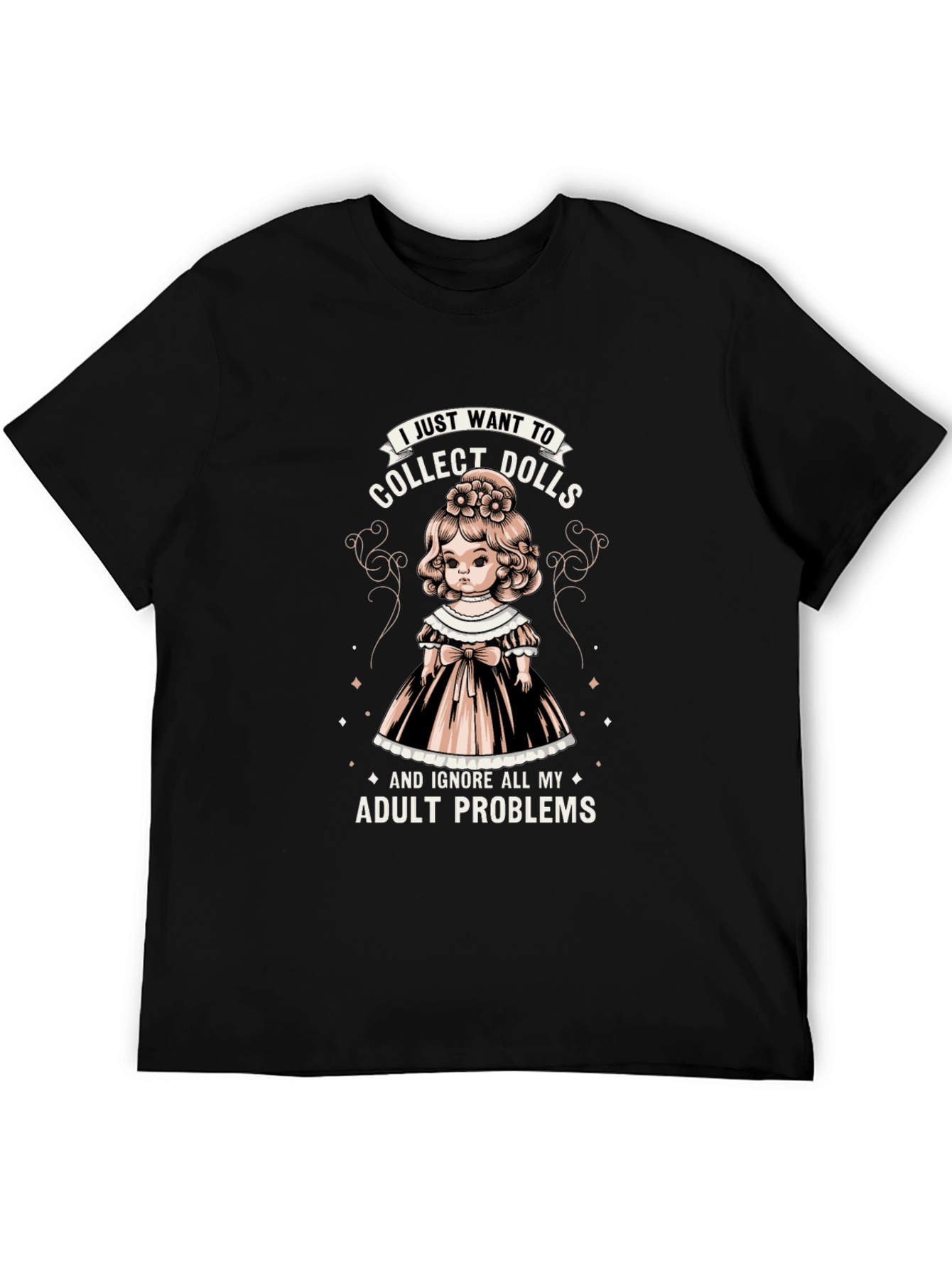 Black Collect Dolls Graphic Tee - Ignore Adult Problems T-Shirt view 5