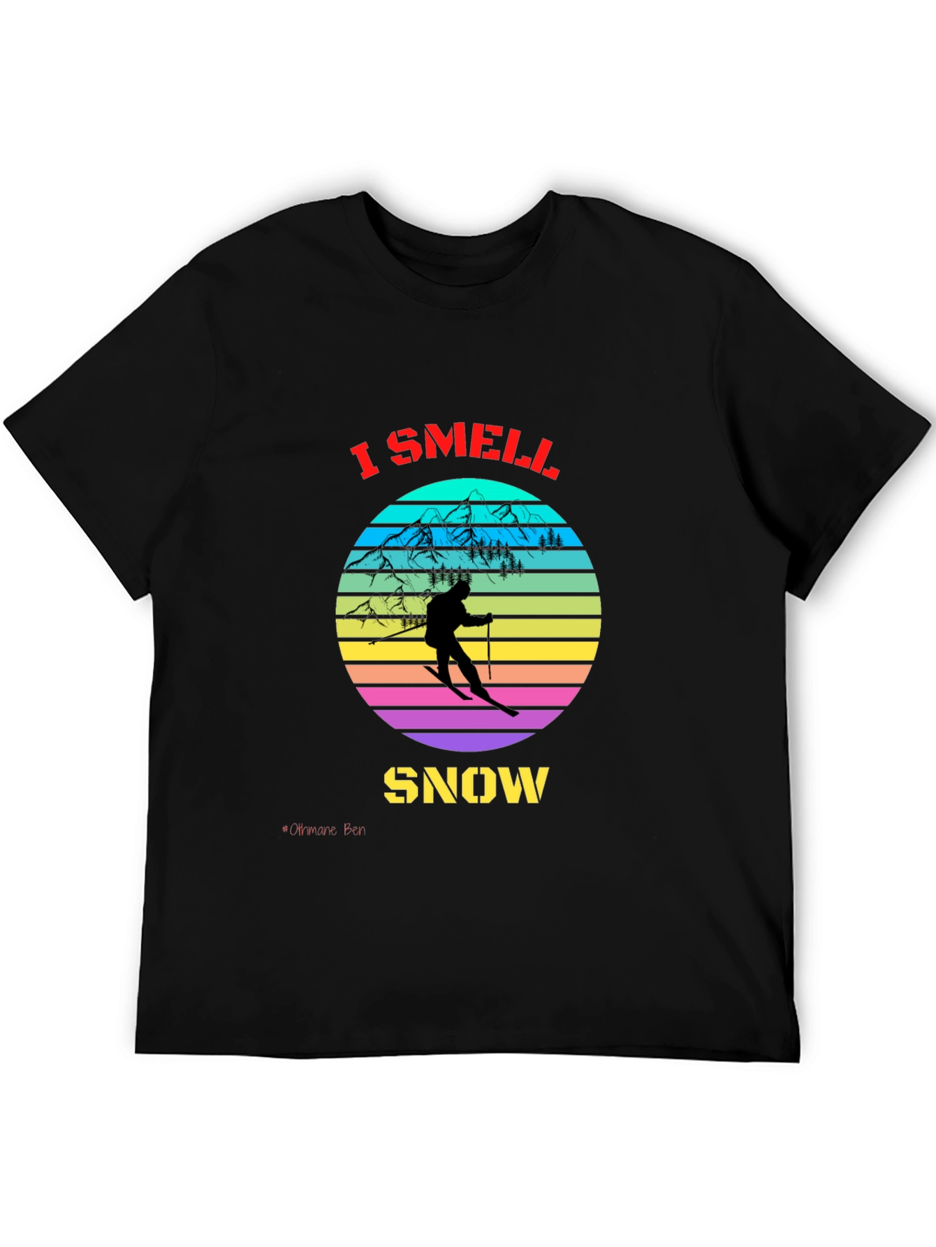 Black I Smell Snow Skiing T-Shirt view 5