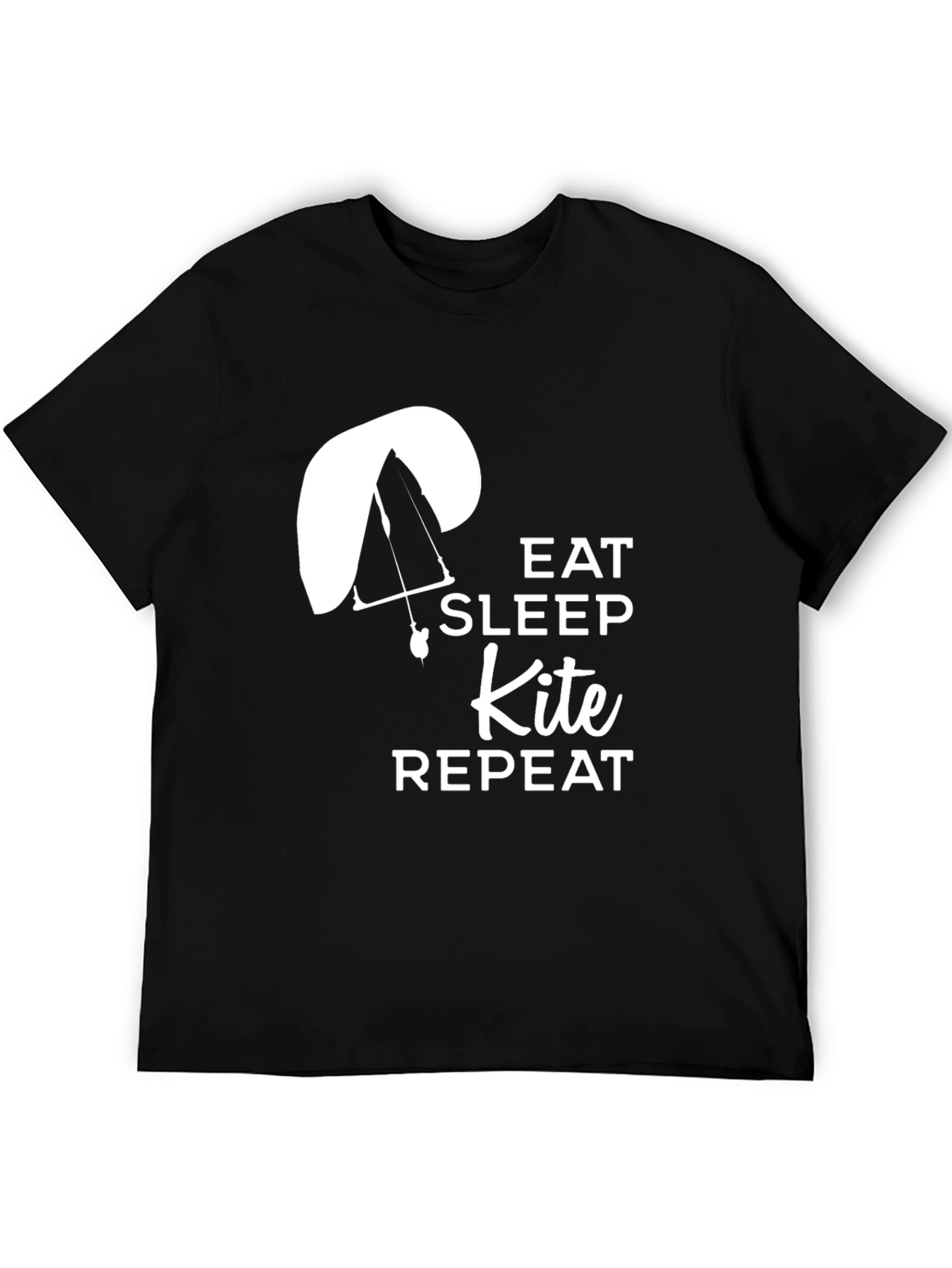 Black Eat Sleep Kite Repeat T-Shirt - Paragliding Design view 5