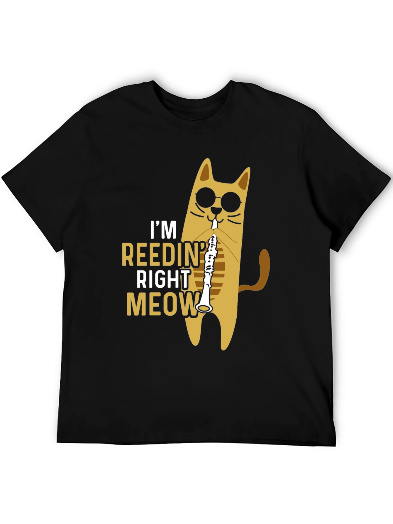 Black Cool Cat Reedin' Right Meow Black T-Shirt view 5