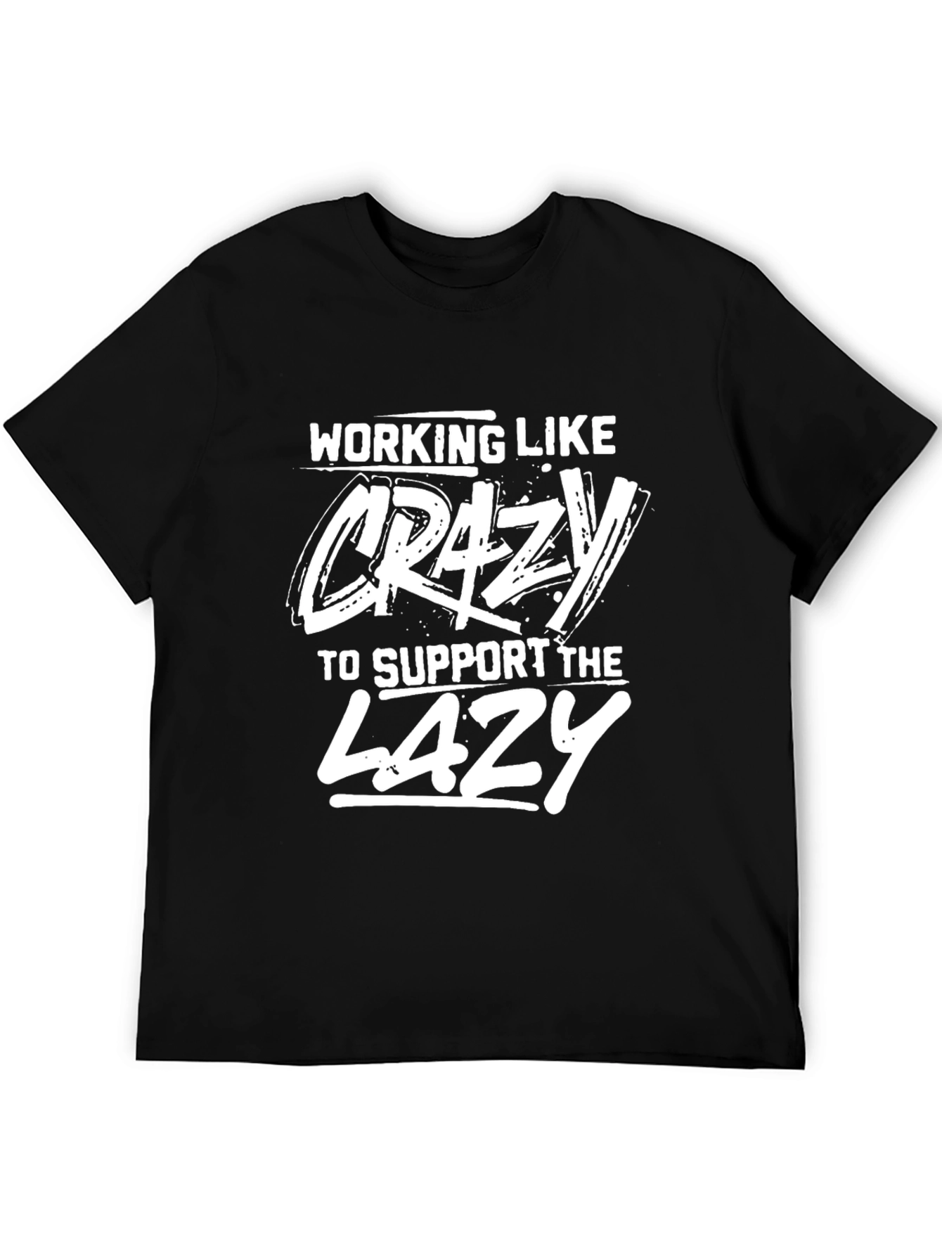 Black Working Like Crazy Black Graphic Tee view 5