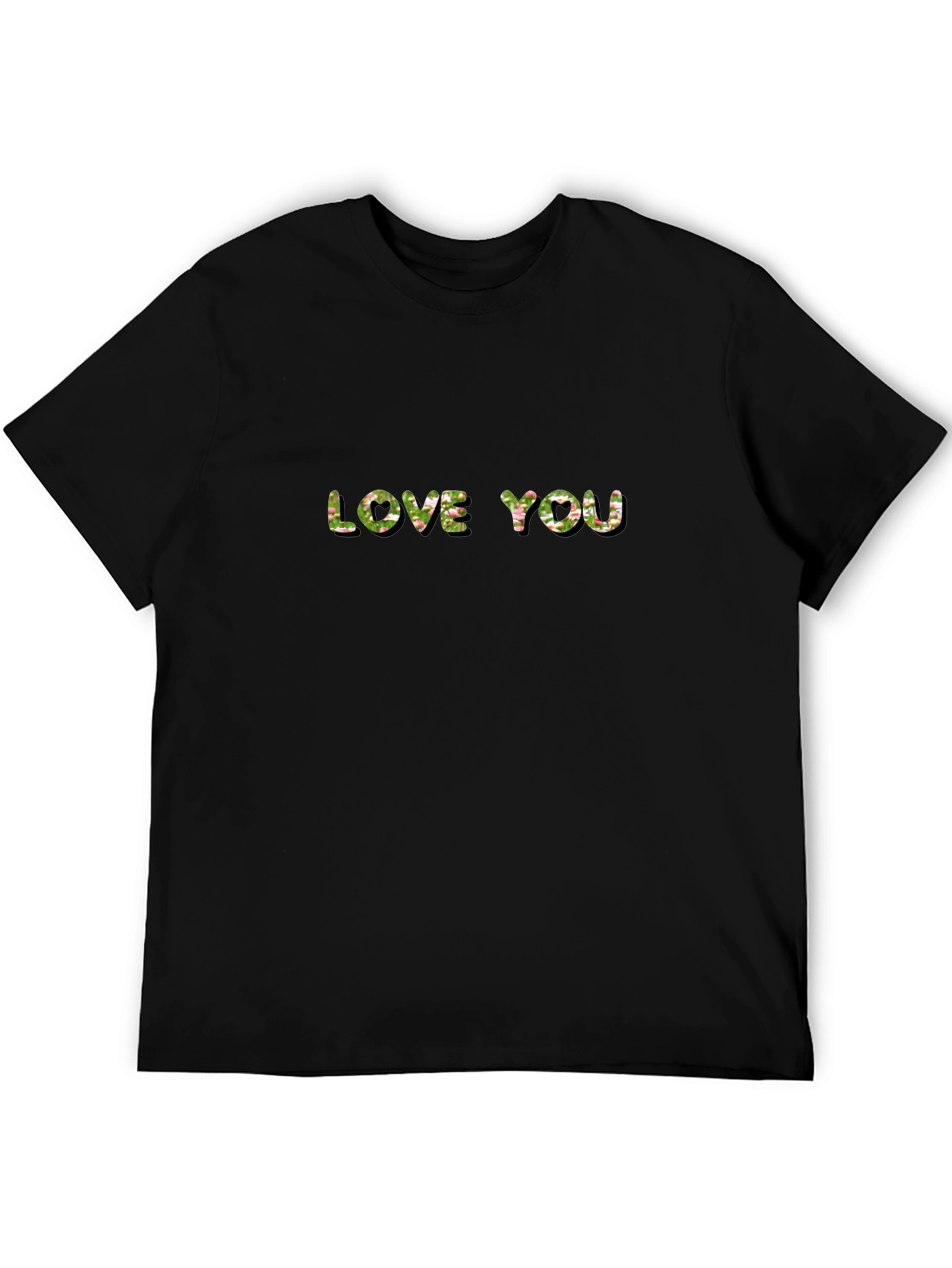 Black Love You Floral Print Black T-Shirt view 5