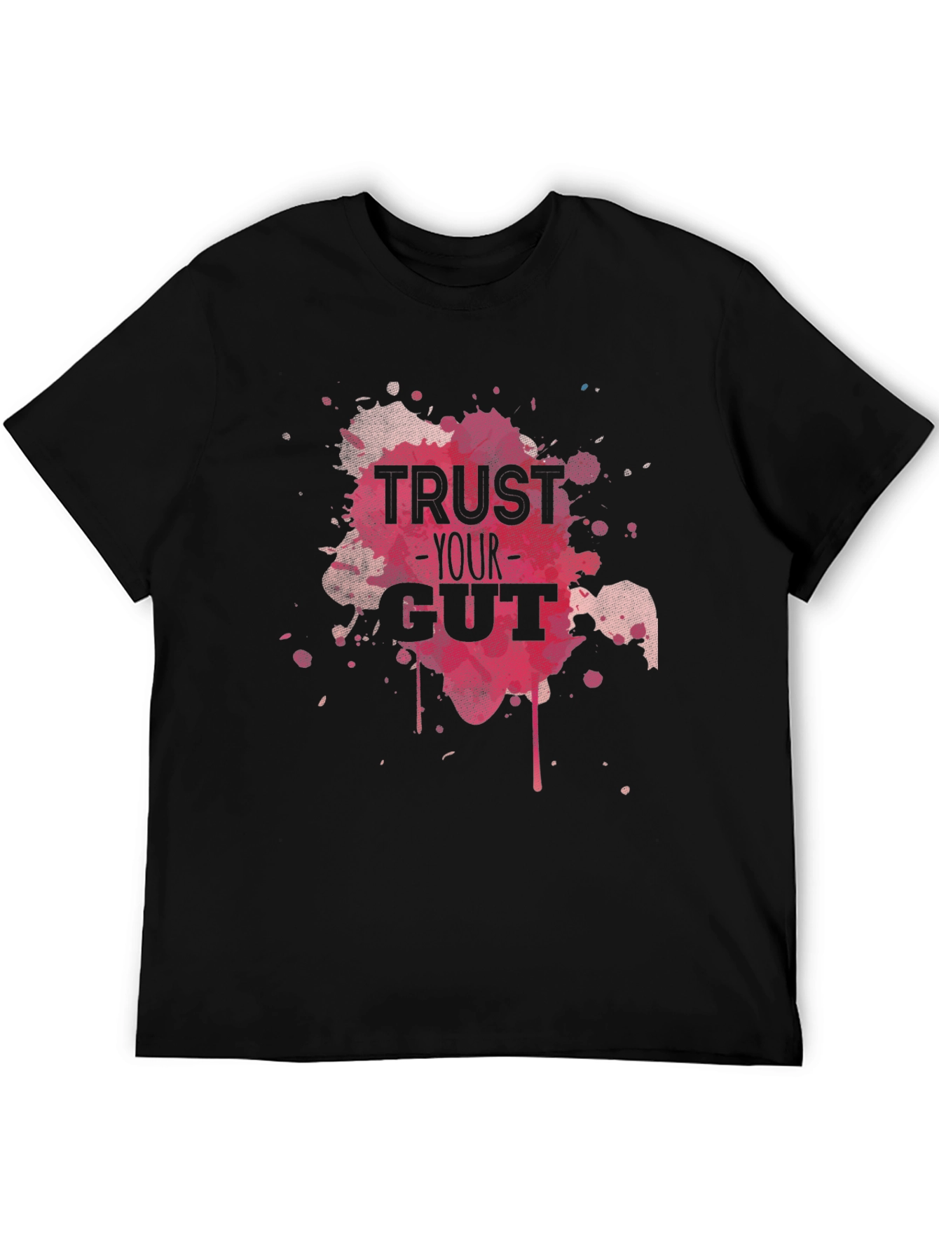Black Trust Your Gut Graphic Tee - Black Cotton T-Shirt view 5