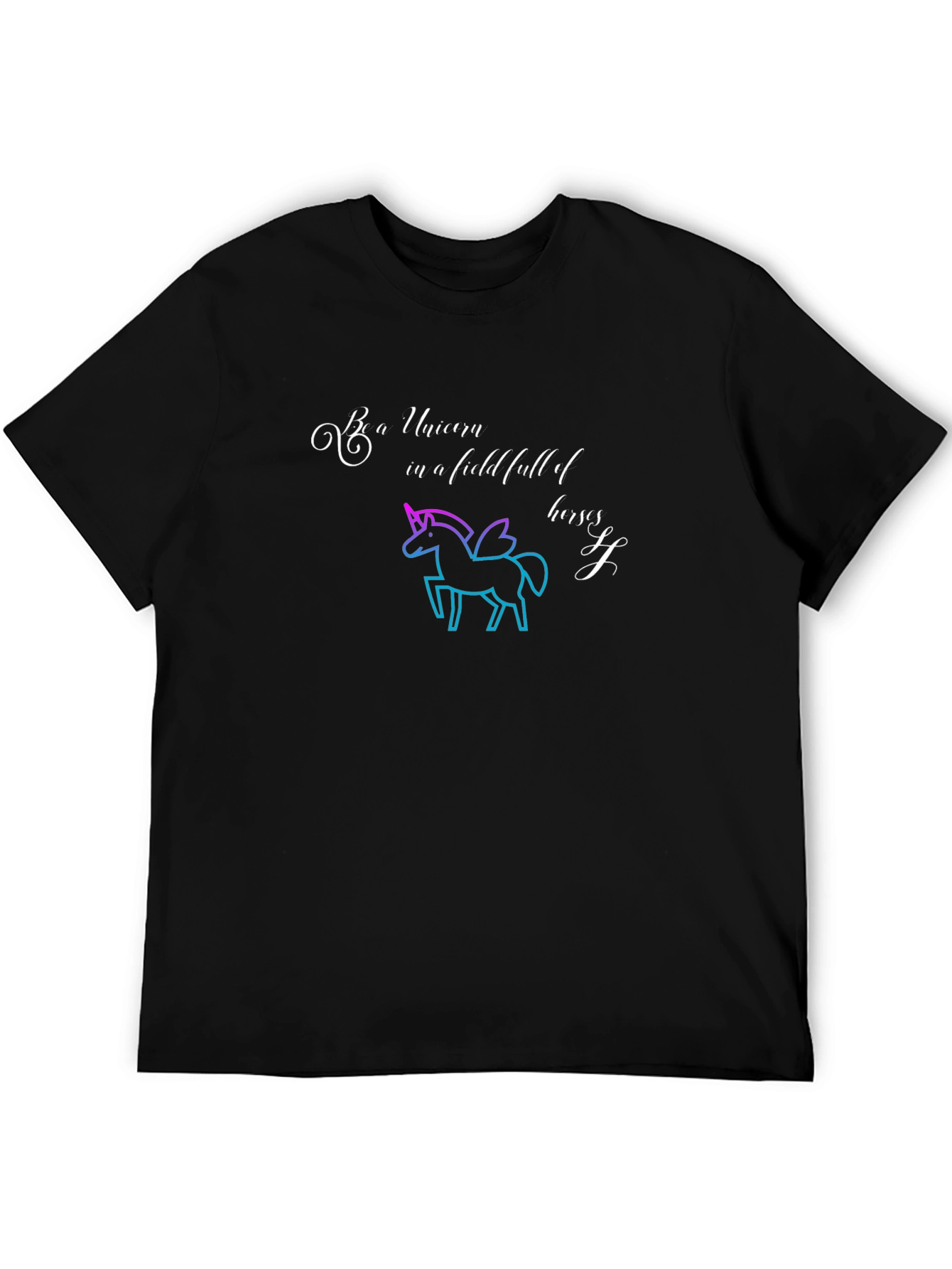 Black Be a Unicorn in a Field of Horses T-Shirt view 5
