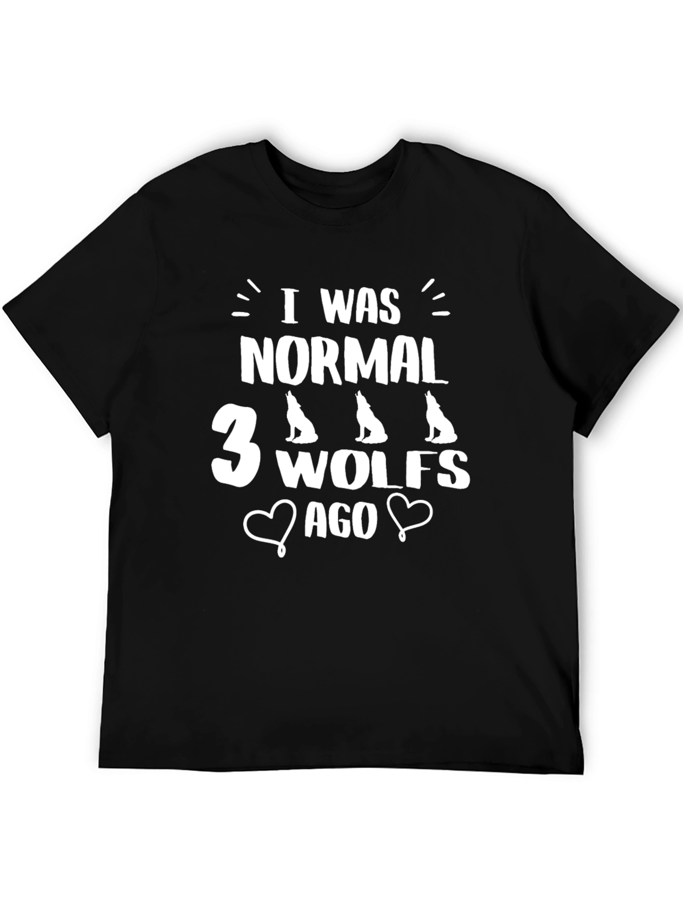 Black I Was Normal 3 Wolves Ago Novelty Graphic Tee view 5