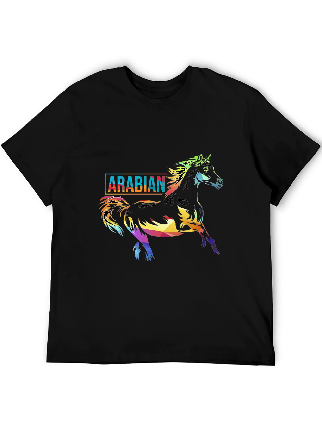 Black Colorful Arabian Horse Graphic Tee view 5