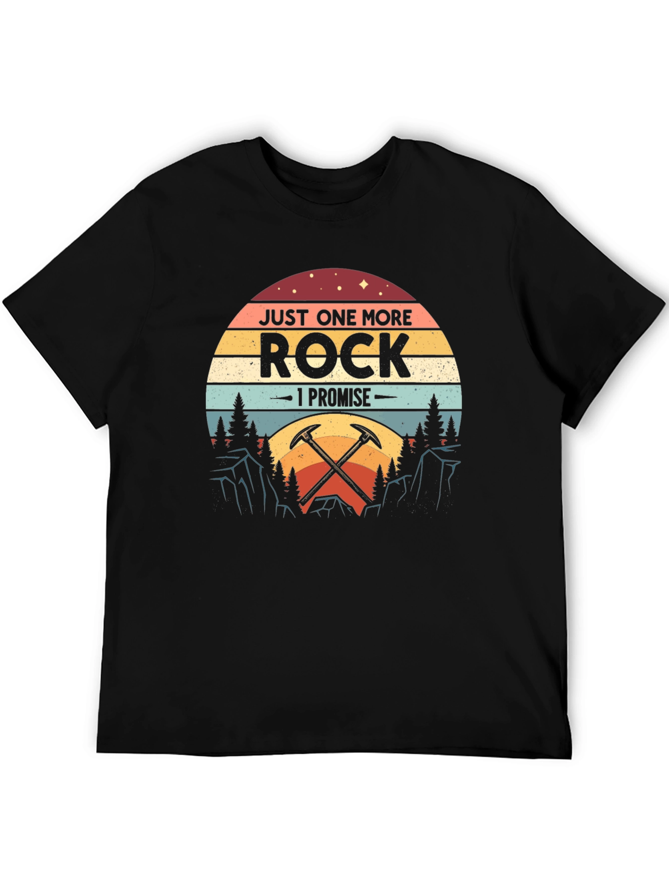 Black Just One More Rock T-Shirt - Funny Geology Tee view 5
